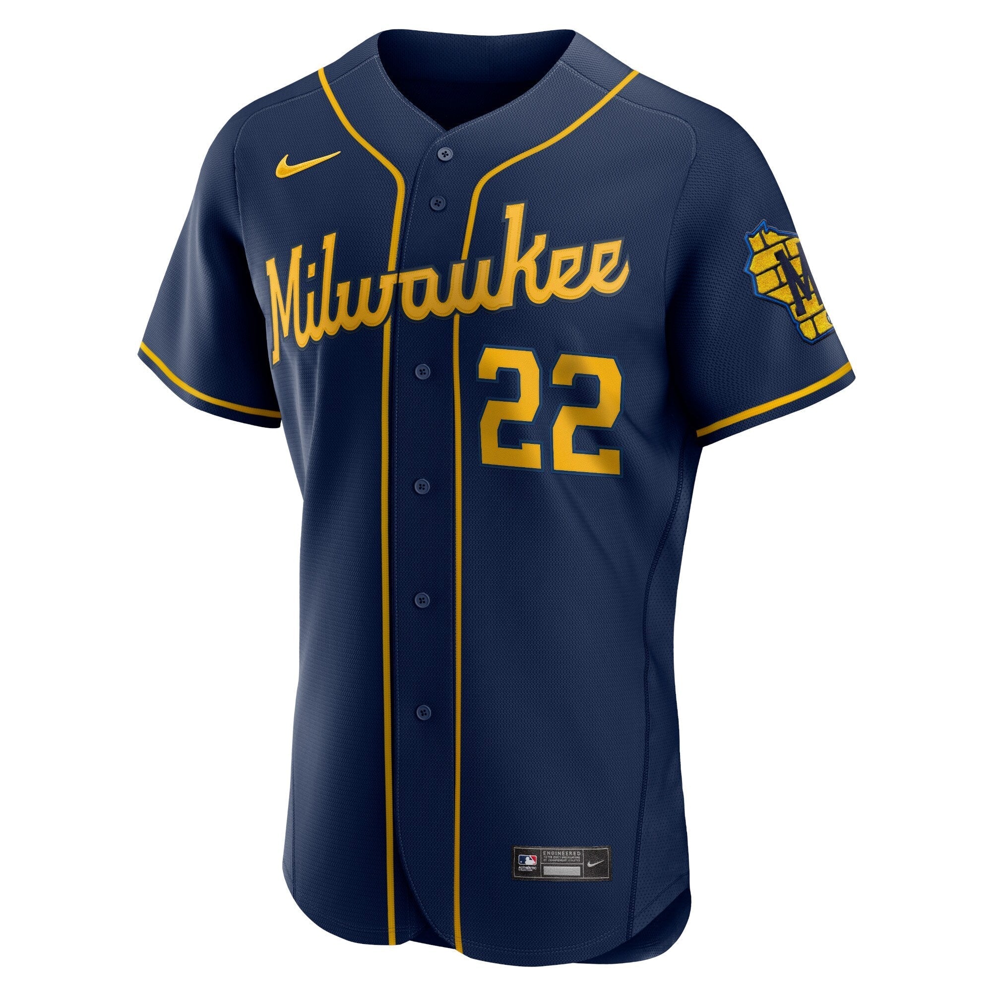 Men's Nike Christian Yelich Navy Milwaukee Brewers 50th Season Alternate Authentic Player Jersey