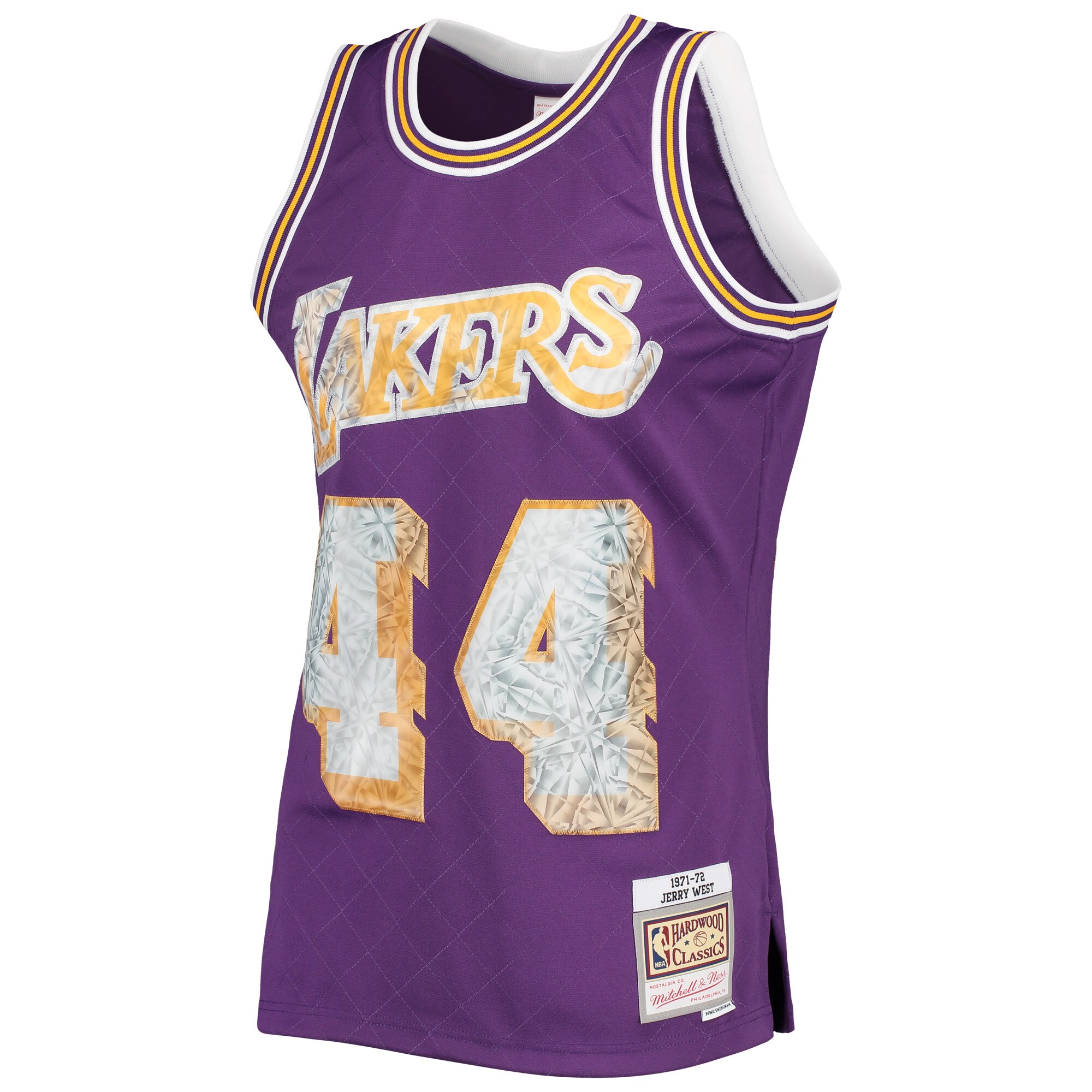 Jerry West Los Angeles Lakers Mitchell & Ness 1996-97 Hardwood Classics NBA 75th Anniversary Diamond Swingman Jersey - Purple