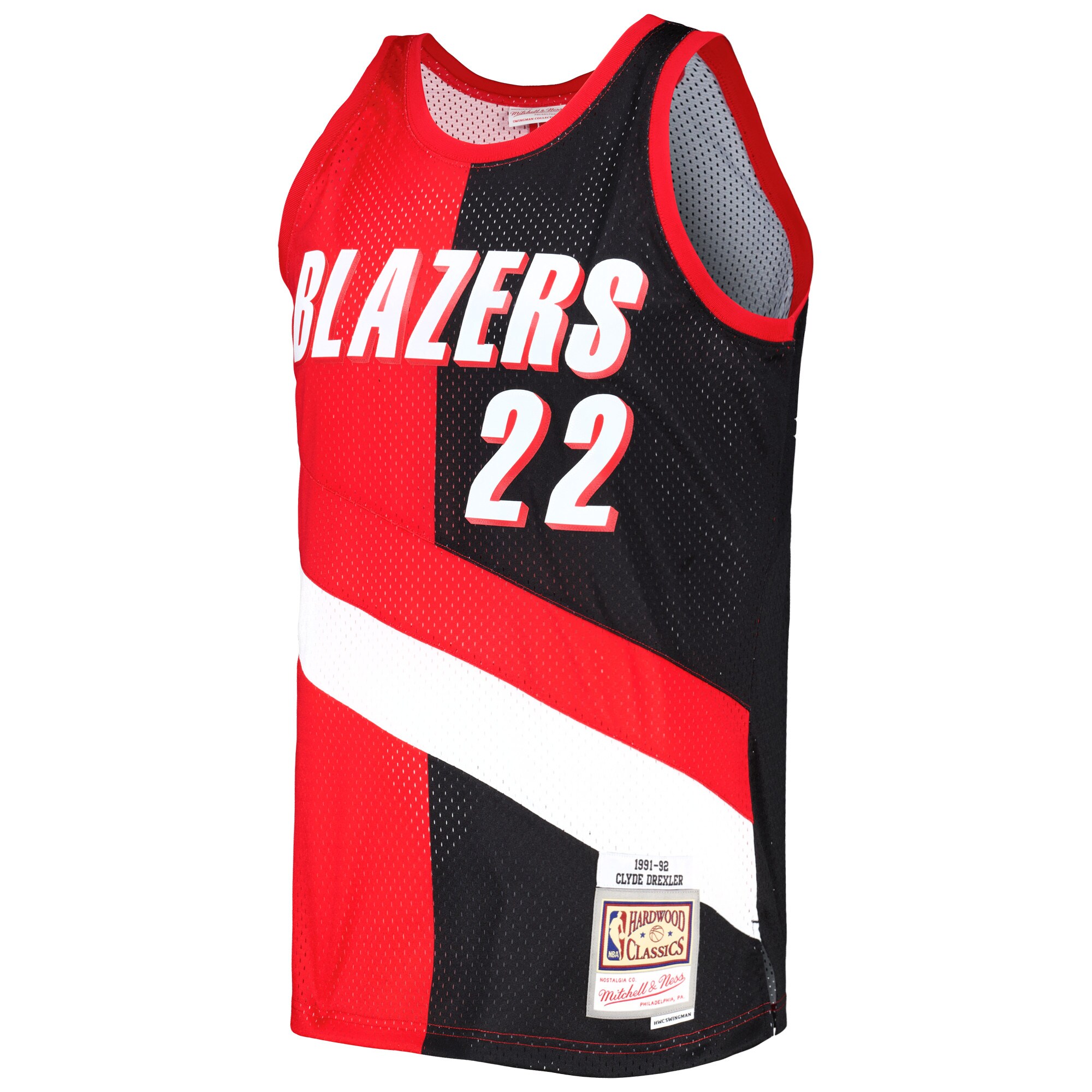 Clyde Drexler Portland Trail Blazers Mitchell & Ness Hardwood Classics 1991/92 Split Swingman Jersey - Red/Black