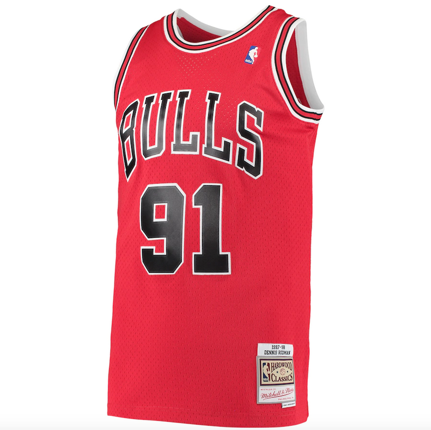 Men's Chicago Bulls Dennis Rodman Mitchell & Ness Red 1997-98 Hardwood Classics Swingman Jersey