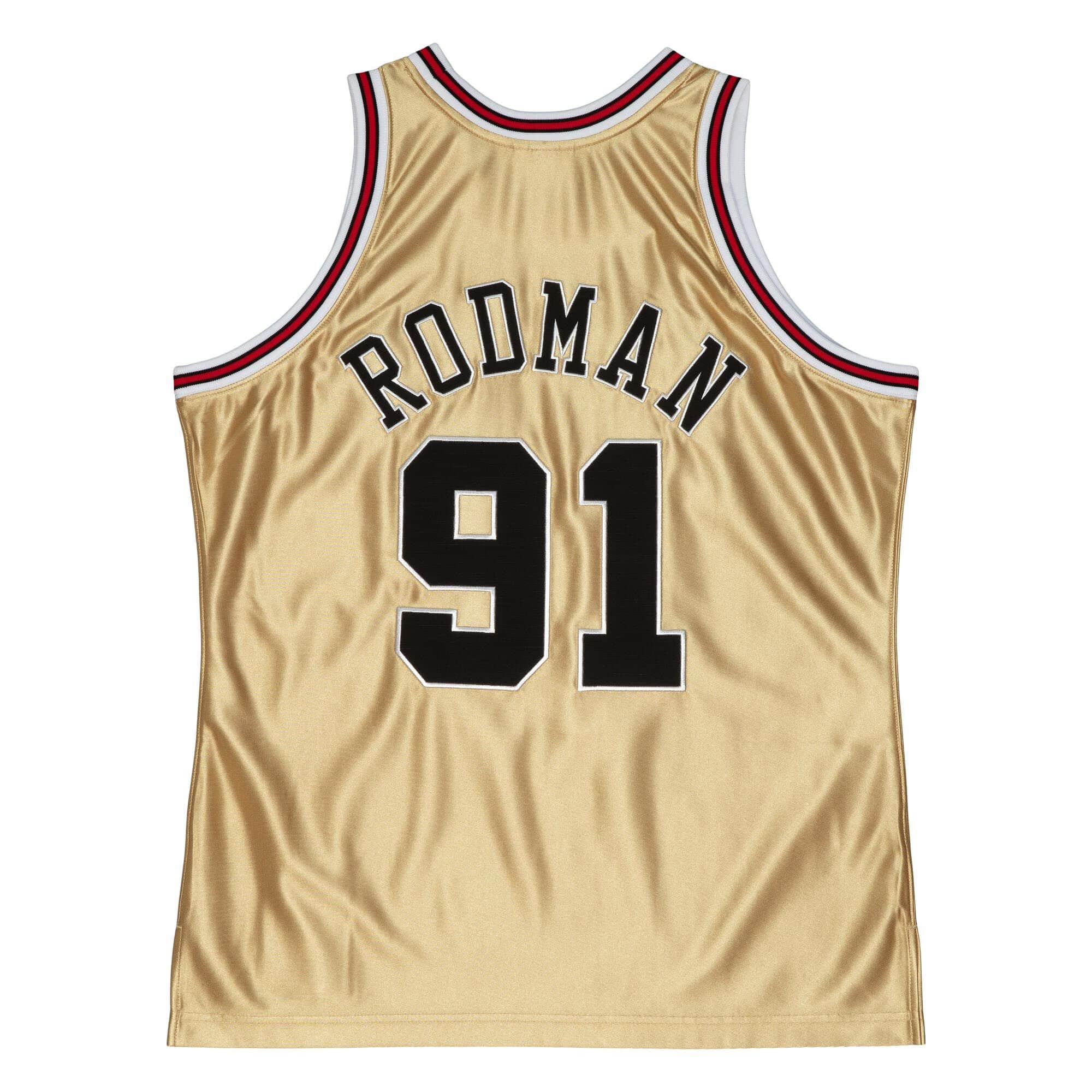 75th Anniversary Gold Swingman Dennis Rodman Chicago Bulls 1997-98 Jersey