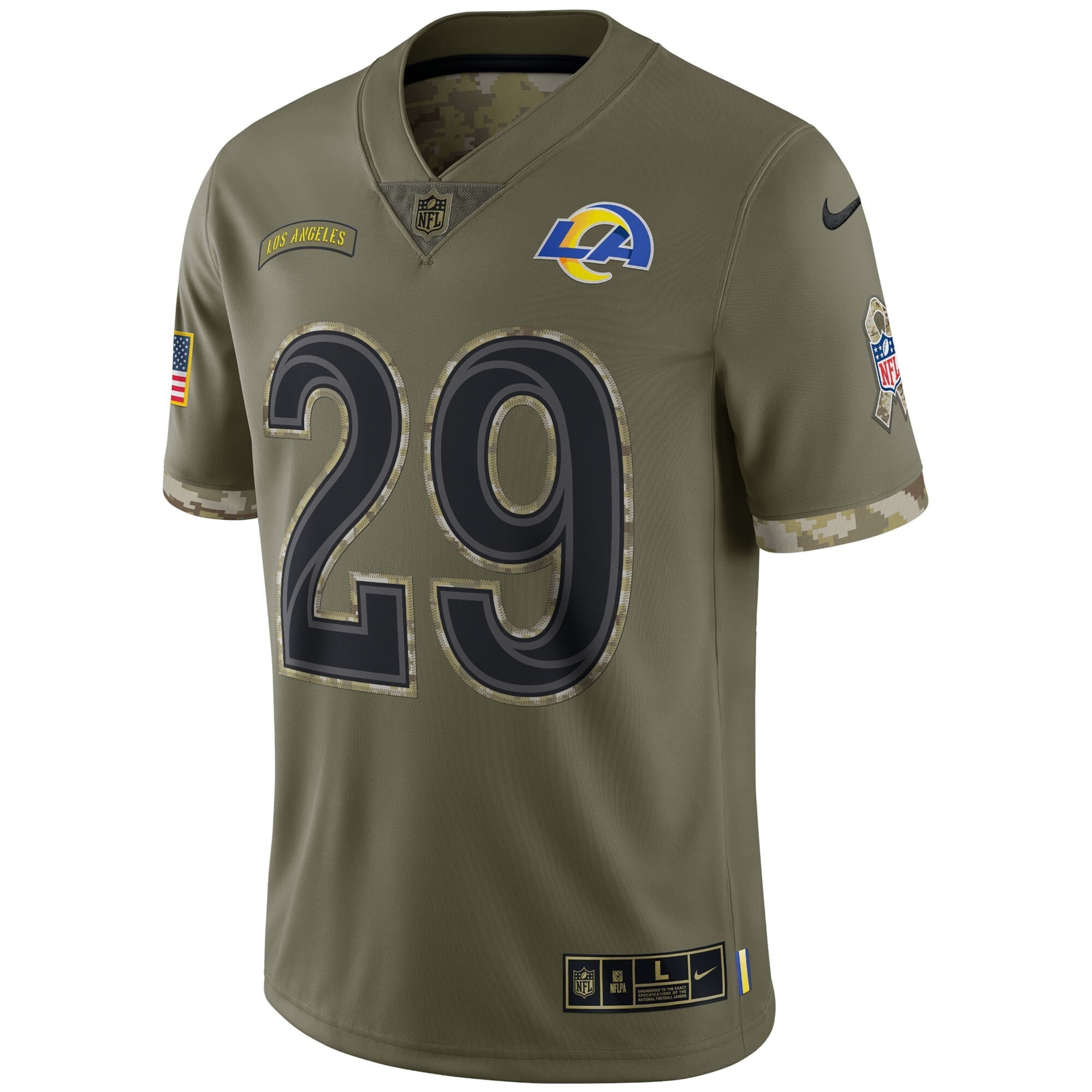 Men's Nike Eric Dickerson Olive Los Angeles Rams 2022 Salute To Service Retired Player Limited Jersey