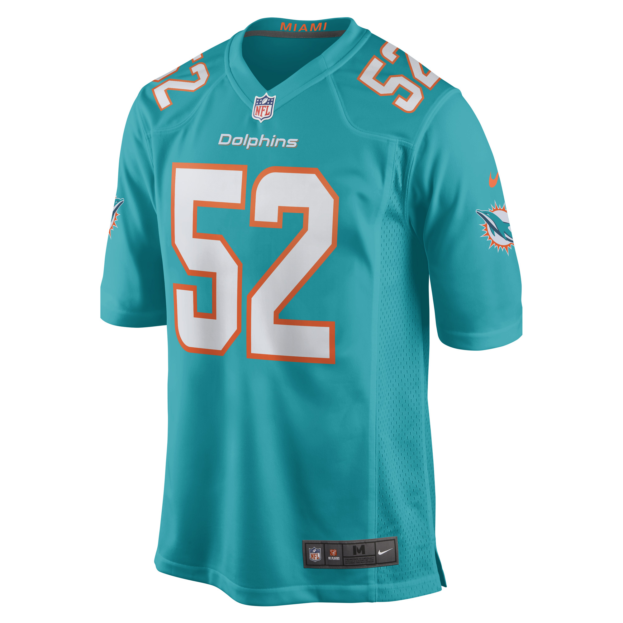 Elandon Roberts Miami Dolphins Nike Game Player Jersey - Aqua
