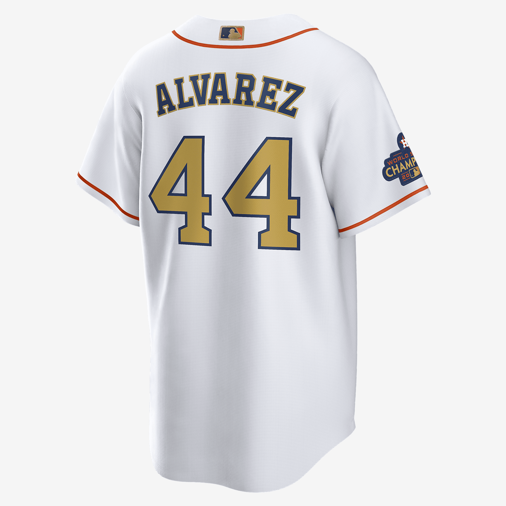 MLB Houston Astros 2022 World Series Champions Gold (Yordan Alvarez) Men's Replica Baseball Jersey - White/Gold