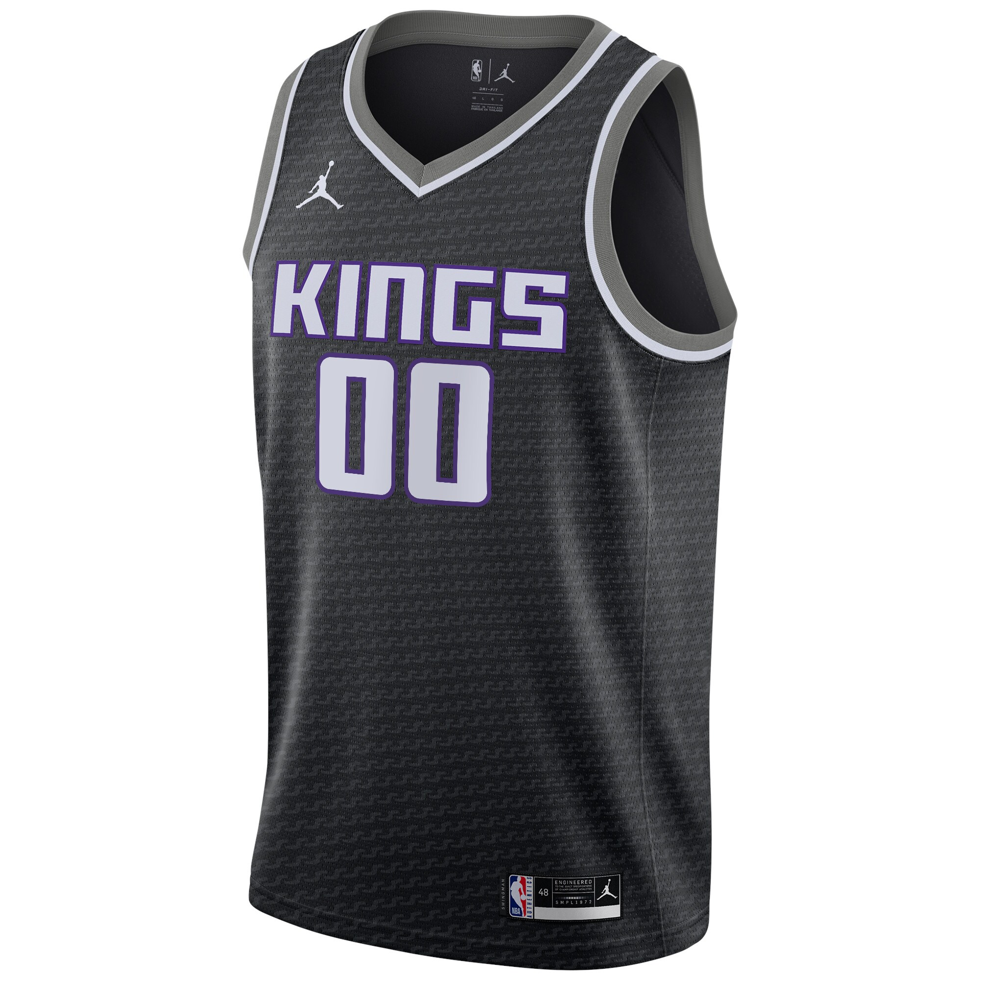 Sacramento Kings Jordans Brand Swingman Custom Jersey - Statement Edition - Black
