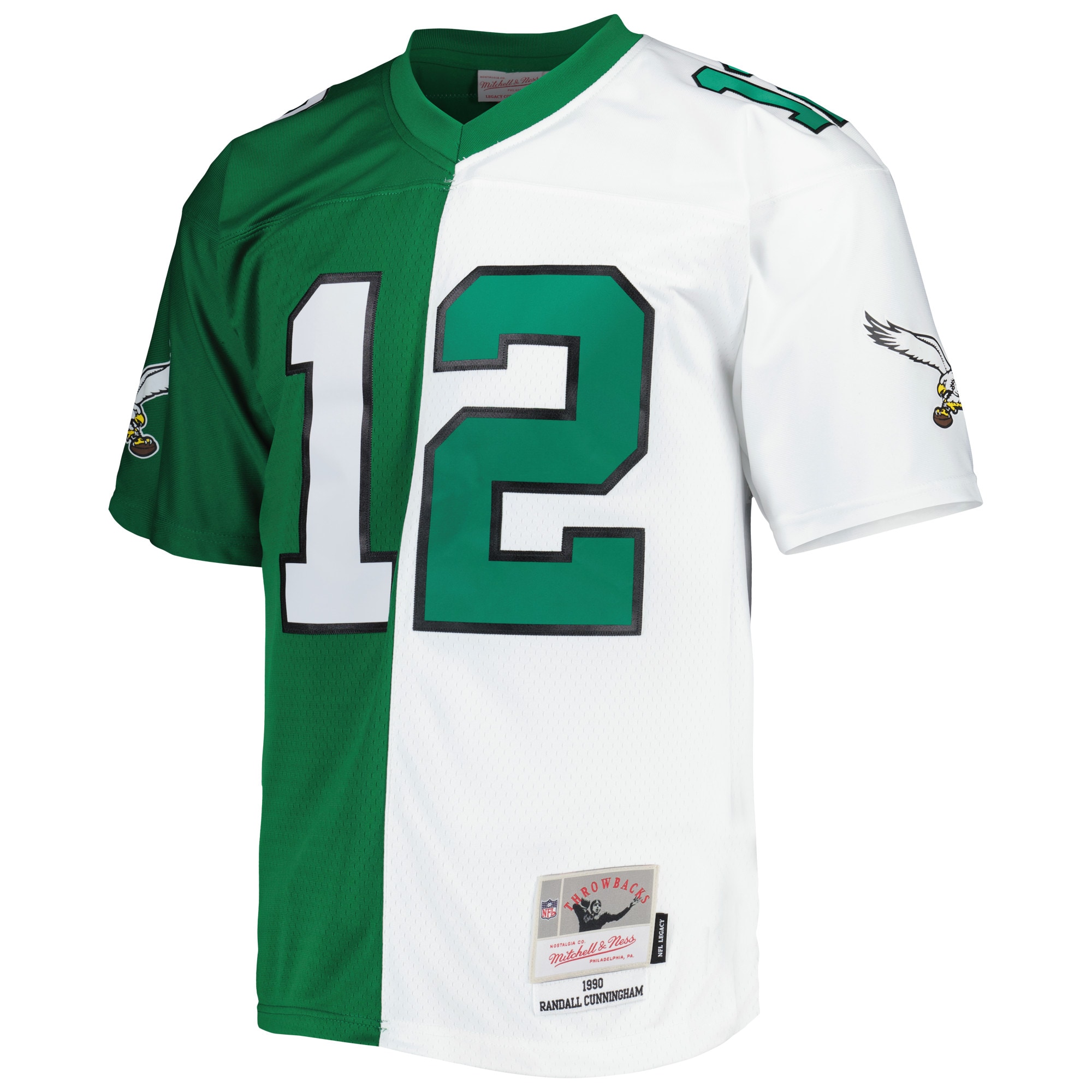 Randall Cunningham Philadelphia Eagles Mitchell & Ness 1990 Split Legacy Replica Jersey - Kelly Green/White