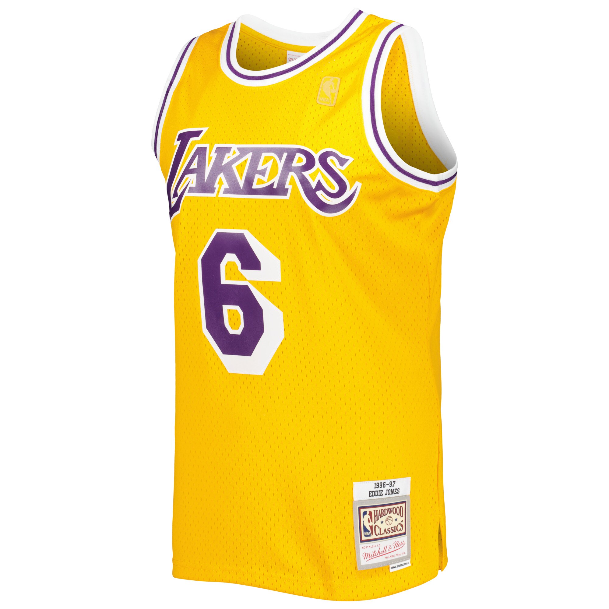 Eddie Jones Los Angeles Lakers Mitchell & Ness Hardwood Classics Swingman Jersey - Gold