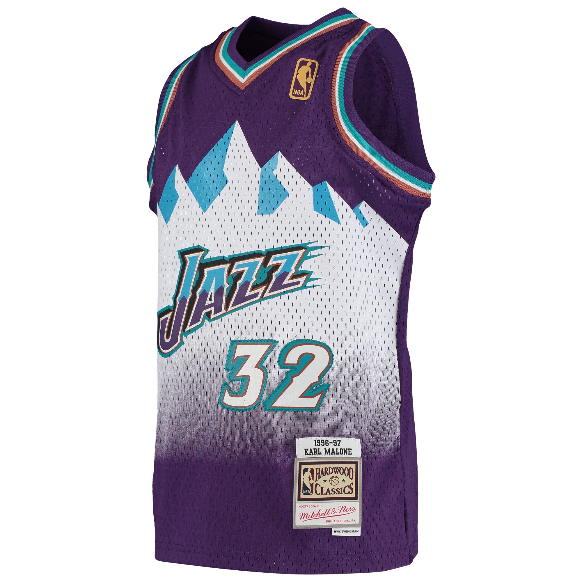 Karl Malone Utah Jazz Mitchell & Ness Youth 1991-92 Hardwood Classics Swingman Throwback Jersey - Purple