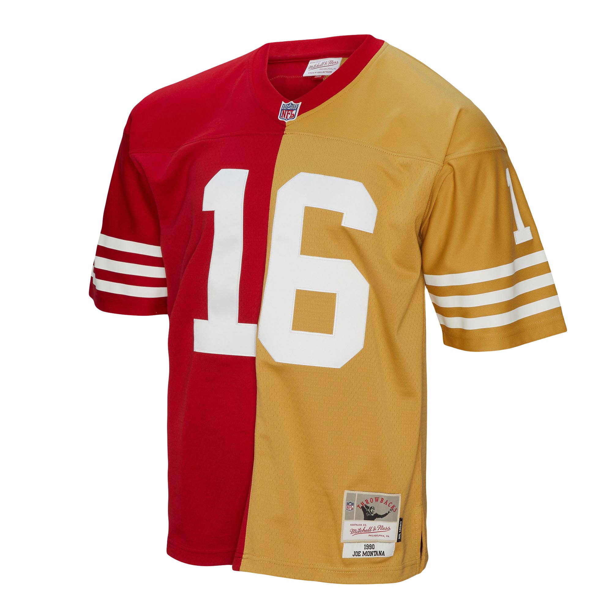 Joe Montana San Francisco 49ers Mitchell & Ness 1990 Split Legacy Replica Jersey - Scarlet/Gold