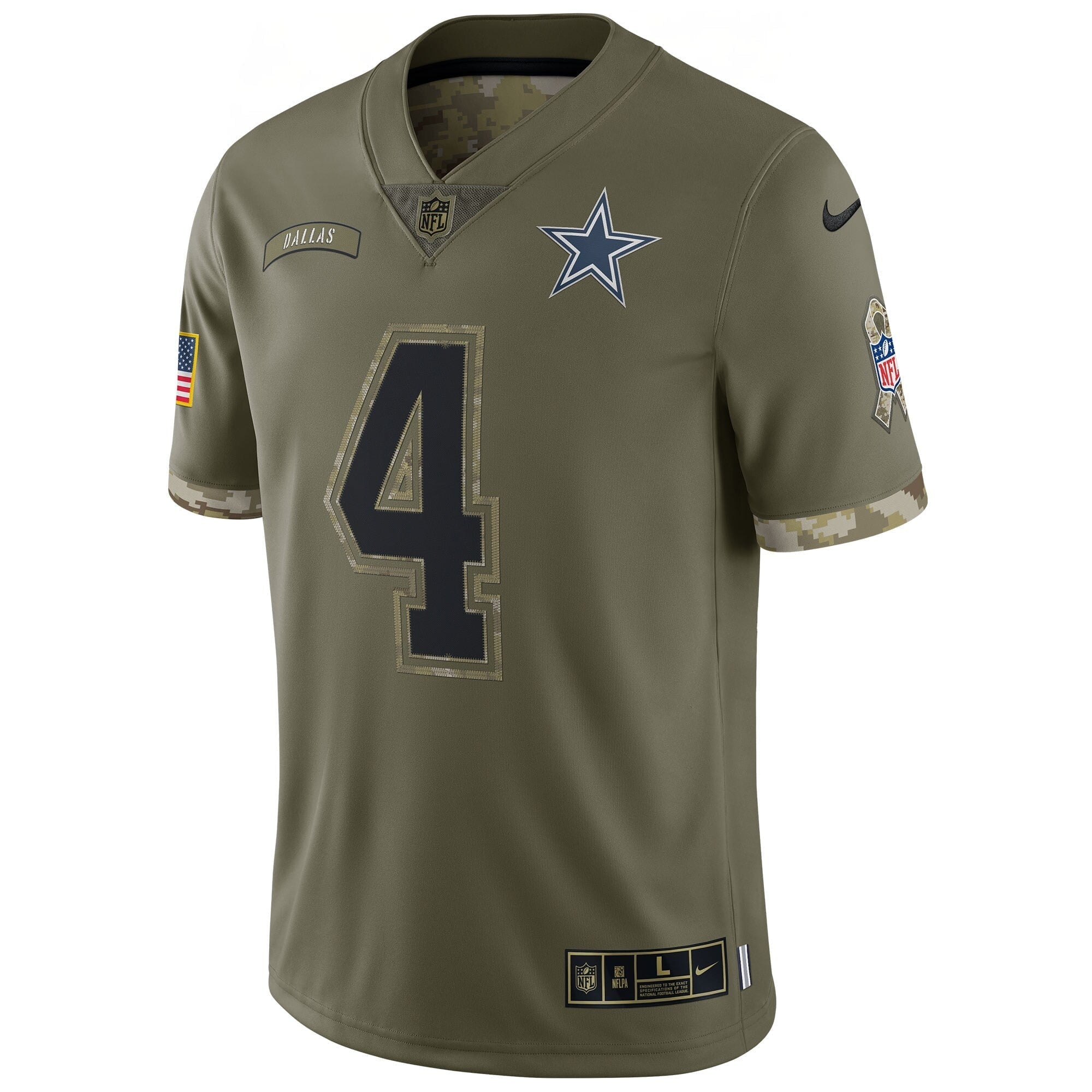 Youth Nike Dak Prescott Olive Dallas Cowboys 2022 Salute To Service Player Limited Jersey