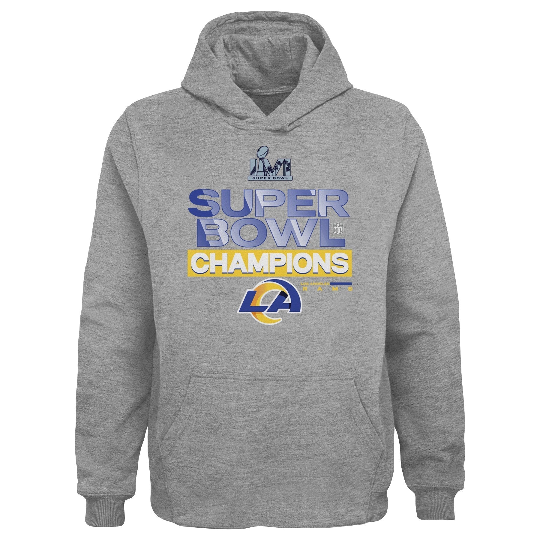 Youth Fanatics Branded Heathered Gray Los Angeles Rams Super Bowl LVI Champions Locker Room Trophy Collection Pullover