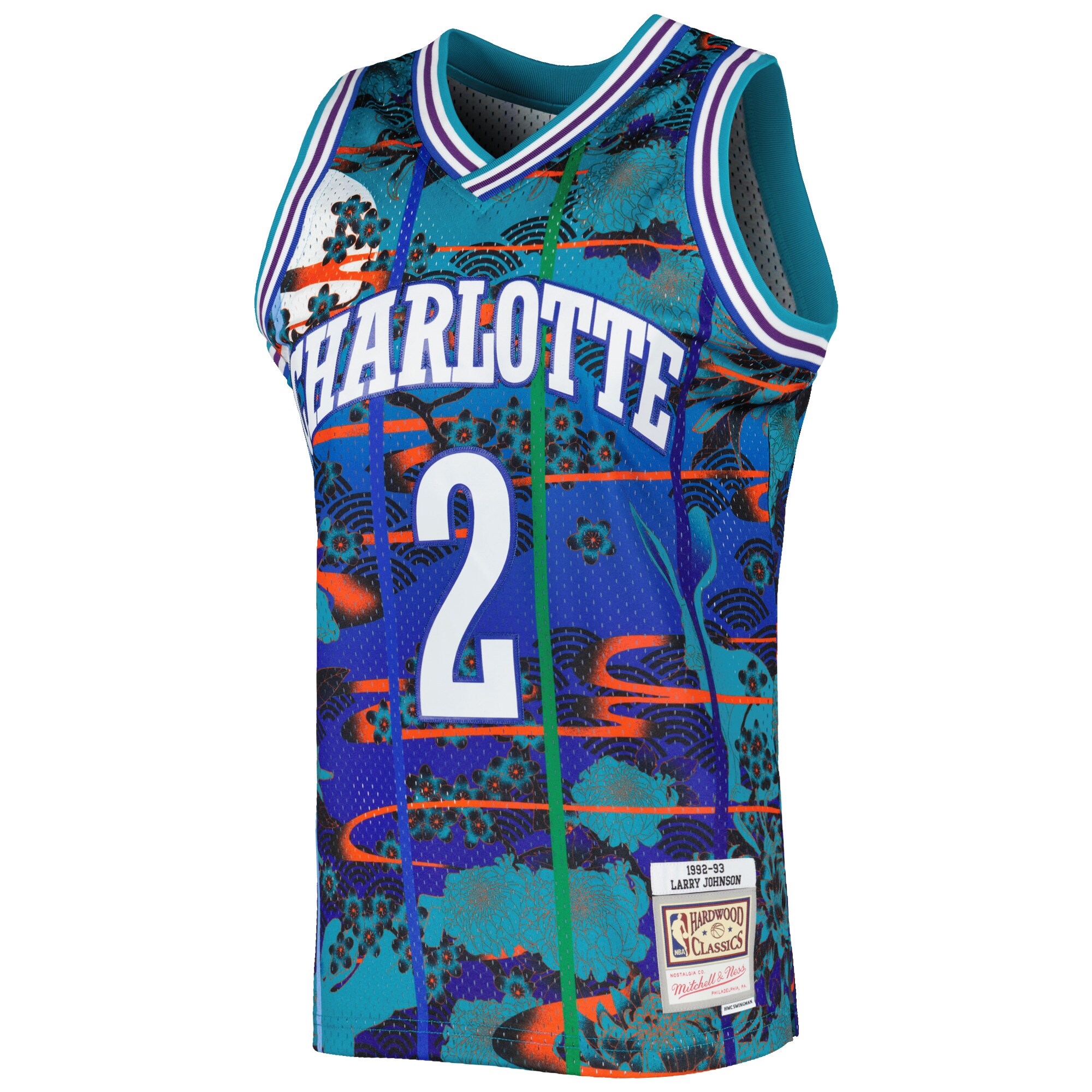 Larry Johnson Charlotte Hornets Mitchell & Ness Hardwood Classics Lunar New Year Swingman Jersey - Teal