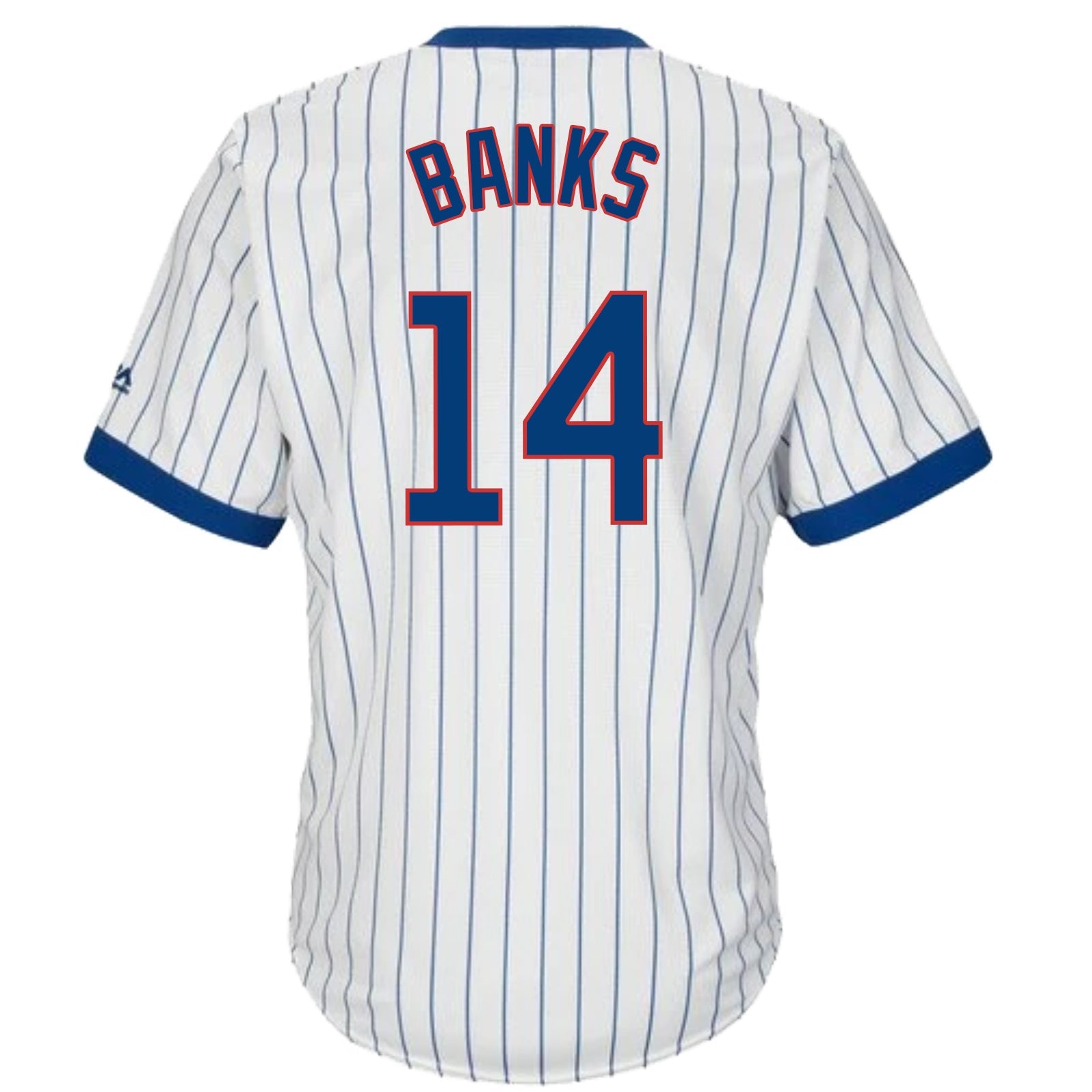 Ernie Banks Chicago Cubs Cooperstown White Pinstripe V-Neck Home Men's Jersey