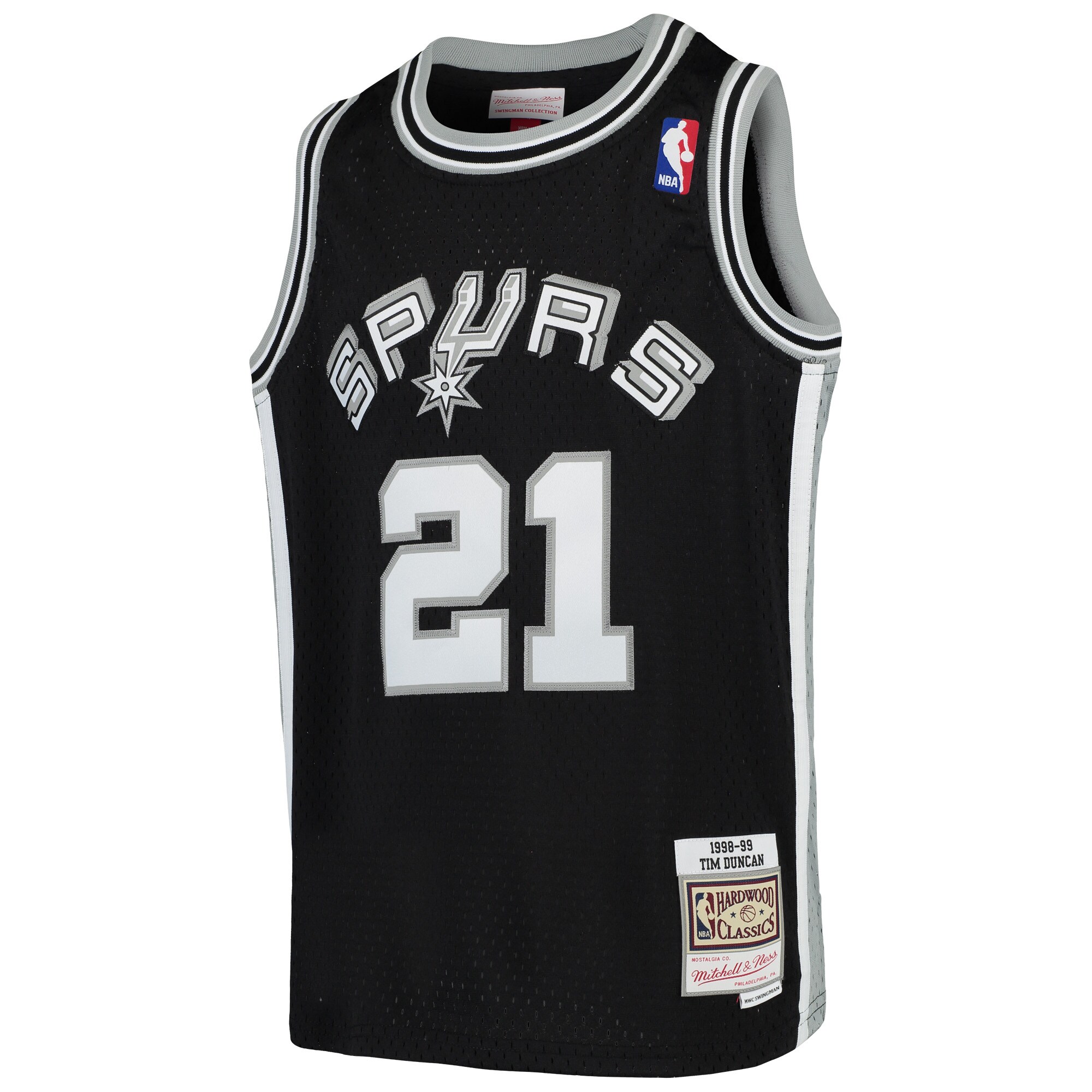 Tim Duncan San Antonio Spurs Mitchell & Ness Youth Swingman Throwback Jersey - Black