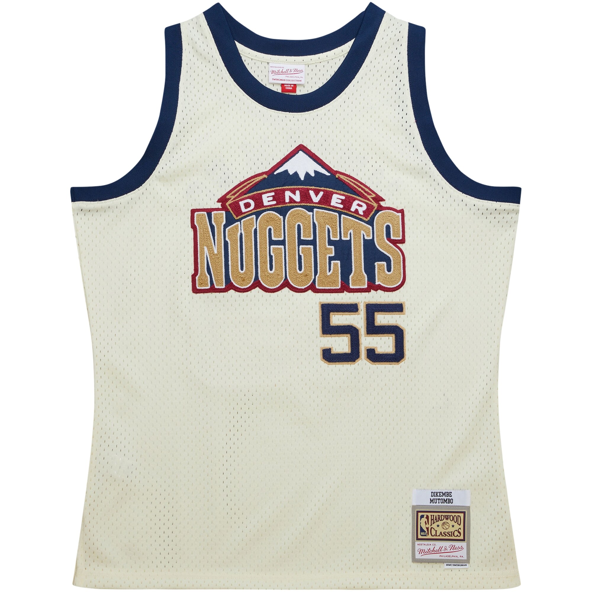 Dikembe Mutombo Denver Nuggets Mitchell & Ness Chainstitch Swingman Jersey - Cream