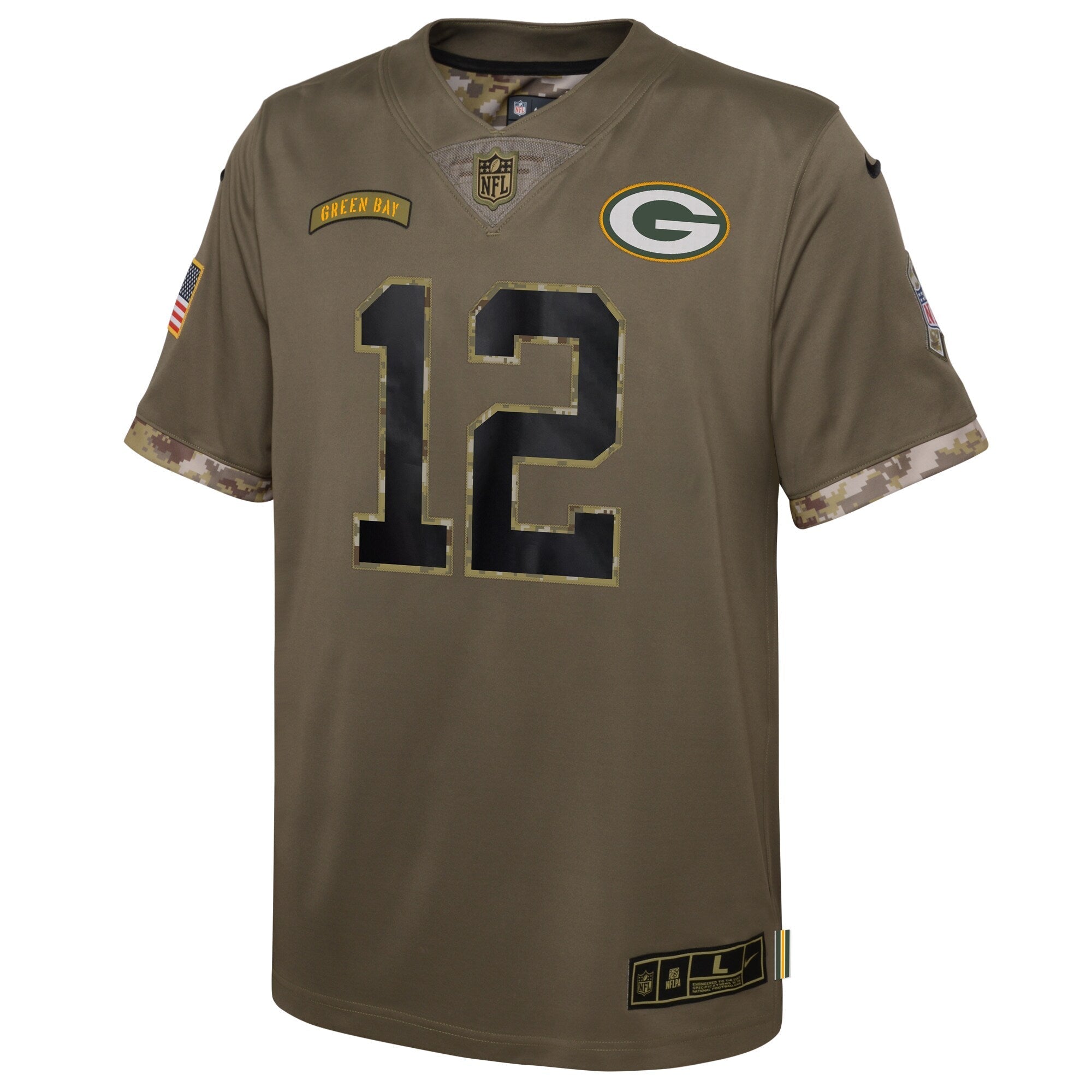 Youth Nike Aaron Rodgers Olive Green Bay Packers 2022 Salute To Service Player Limited Jersey