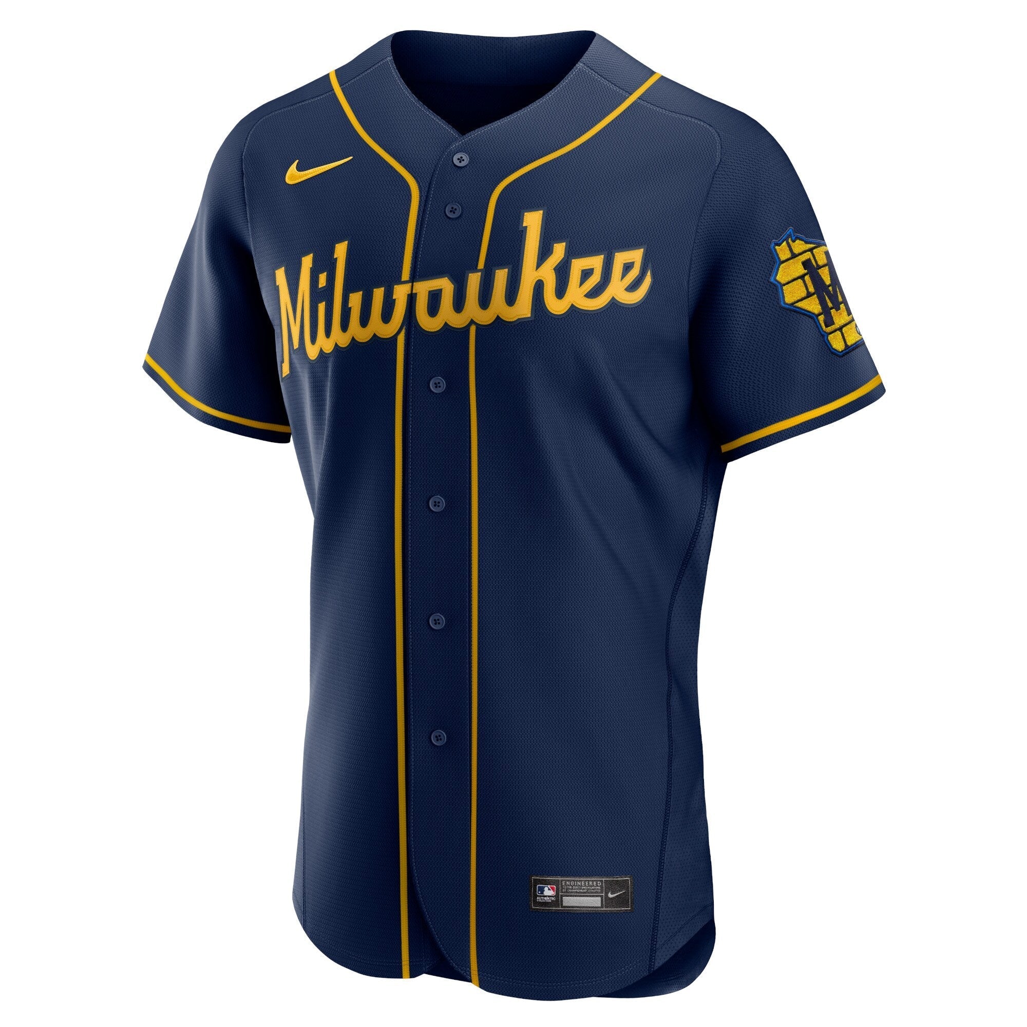 Men's Nike Navy Milwaukee Brewers Alternate Authentic Team Logo Jersey