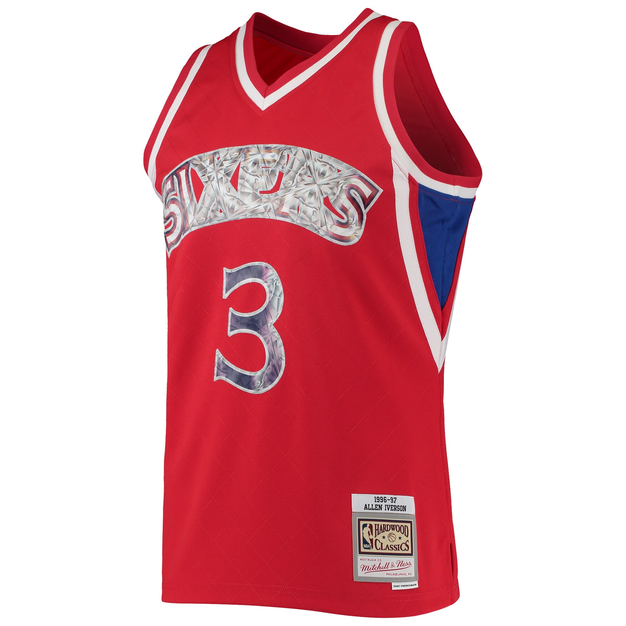 Allen Iverson Philadelphia 76ers Mitchell & Ness 1996-97 Hardwood Classics NBA 75th Anniversary Diamond Swingman Jersey - Red