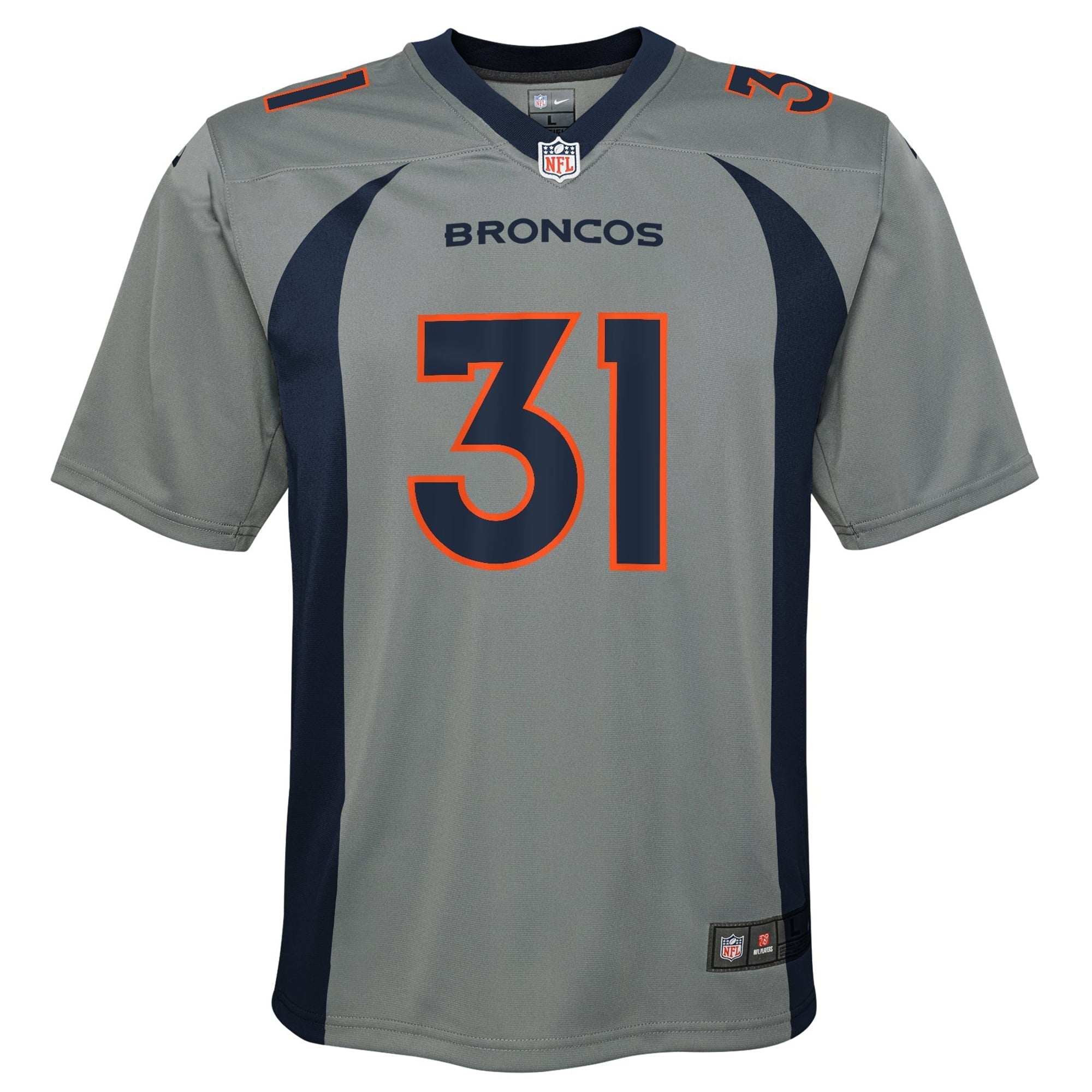 Youth Nike Justin Simmons Gray Denver Broncos Inverted Game Jersey