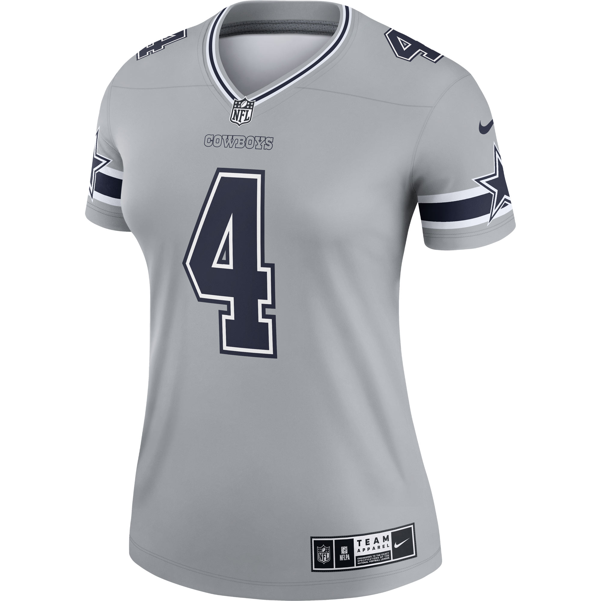 Dak Prescott Dallas Cowboys Nike Women's Inverted Legend Jersey - Gray