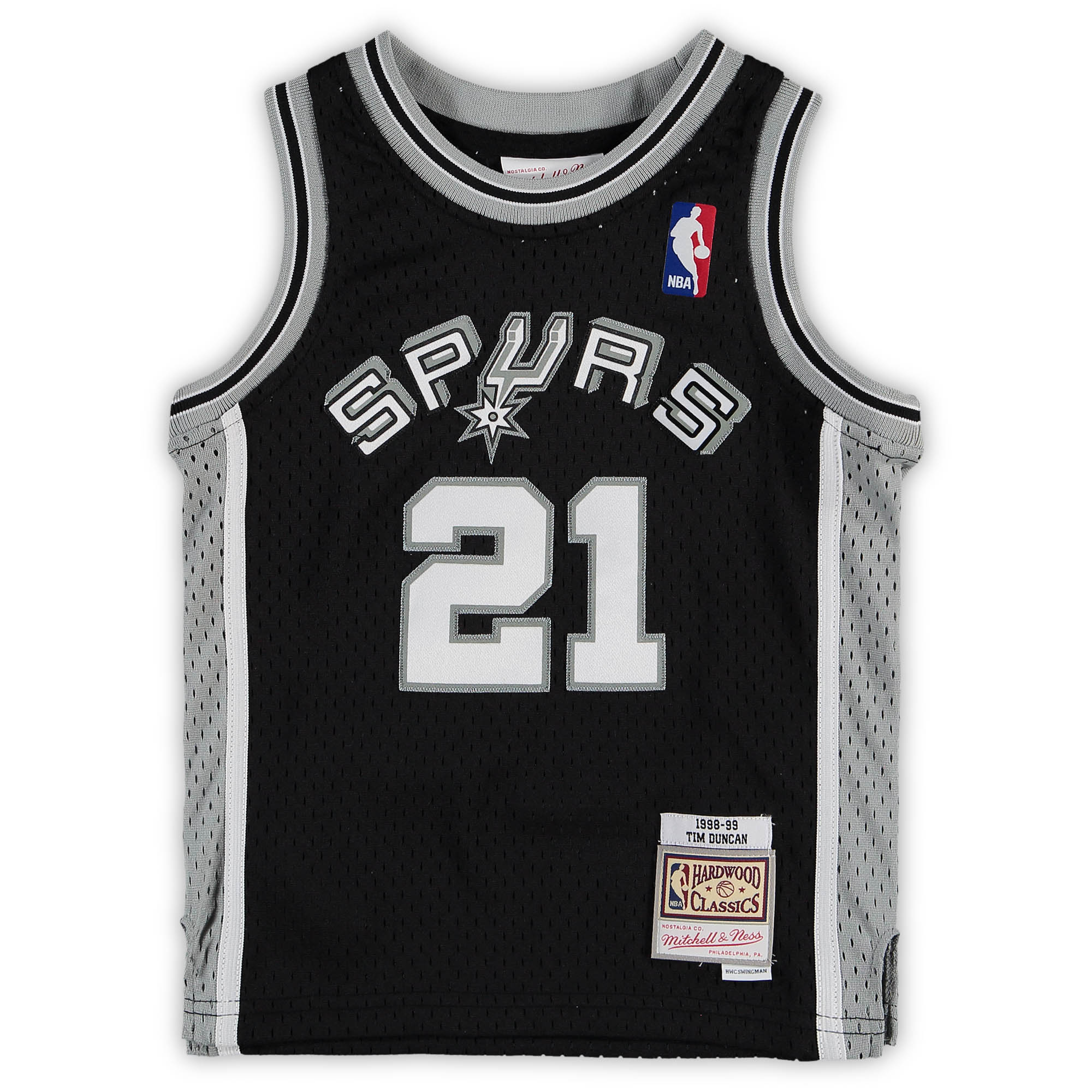Tim Duncan San Antonio Spurs Mitchell & Ness Preschool 1998/99 Hardwood Classics Throwback Team Jersey - Black