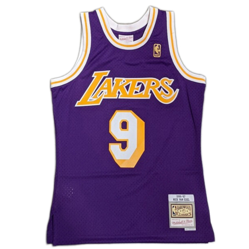 Men's Mitchell & Ness Nick Van Exel Los Angeles Lakers Purple 1996-97 Hardwood Classics Swingman Jersey