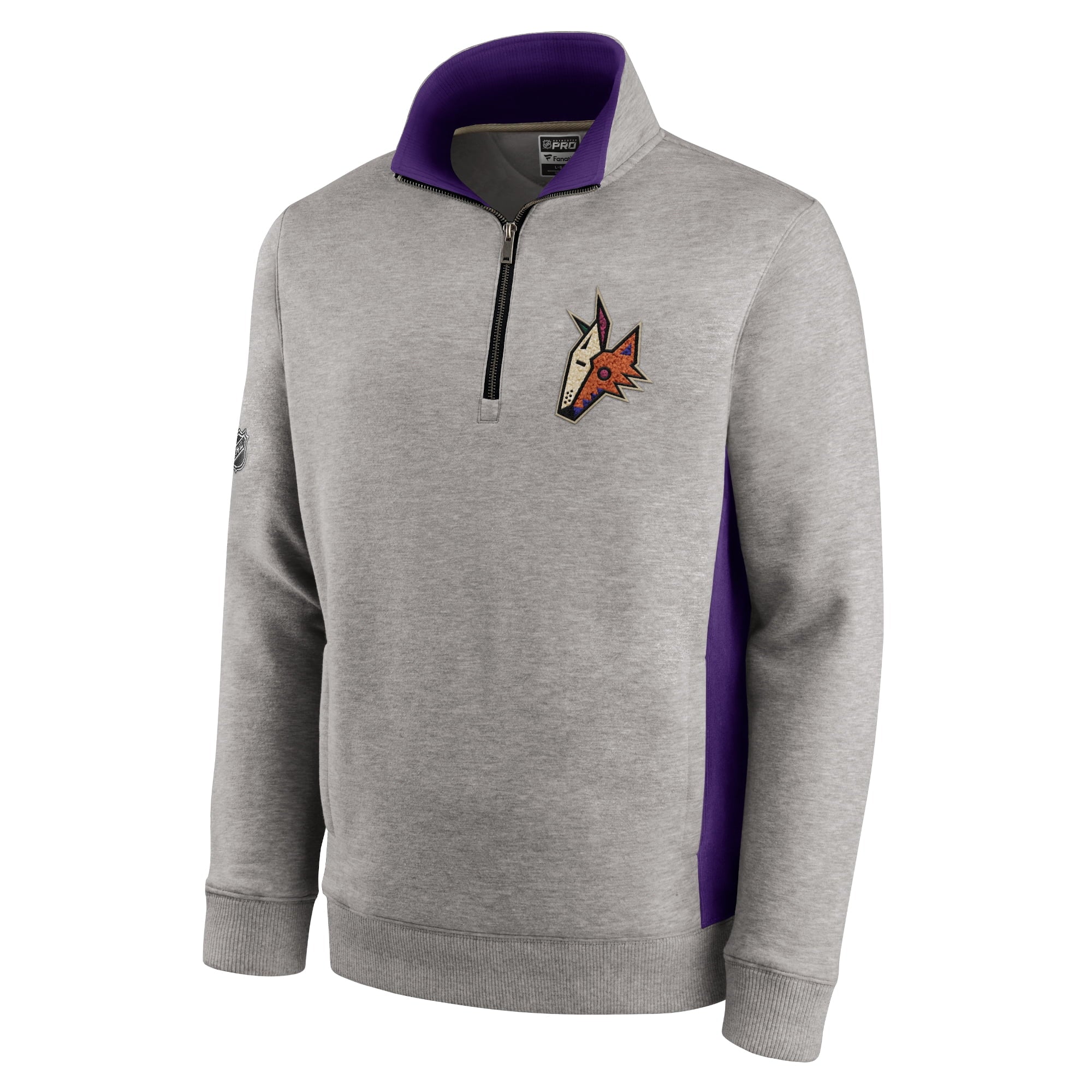 Men's Fanatics Branded Heather Gray/Purple Arizona Coyotes Special Edition Archival Throwback Fleece Quarter-Zip