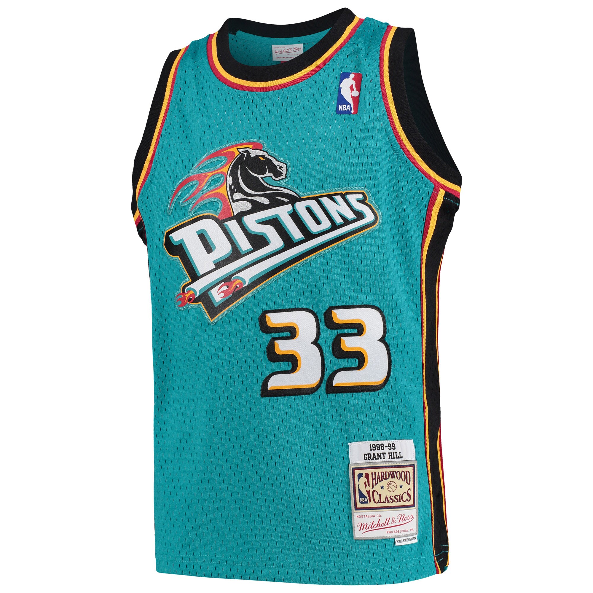 Grant Hill Detroit Pistons Mitchell & Ness Youth 1998-99 Hardwood Classics Swingman Jersey - Teal