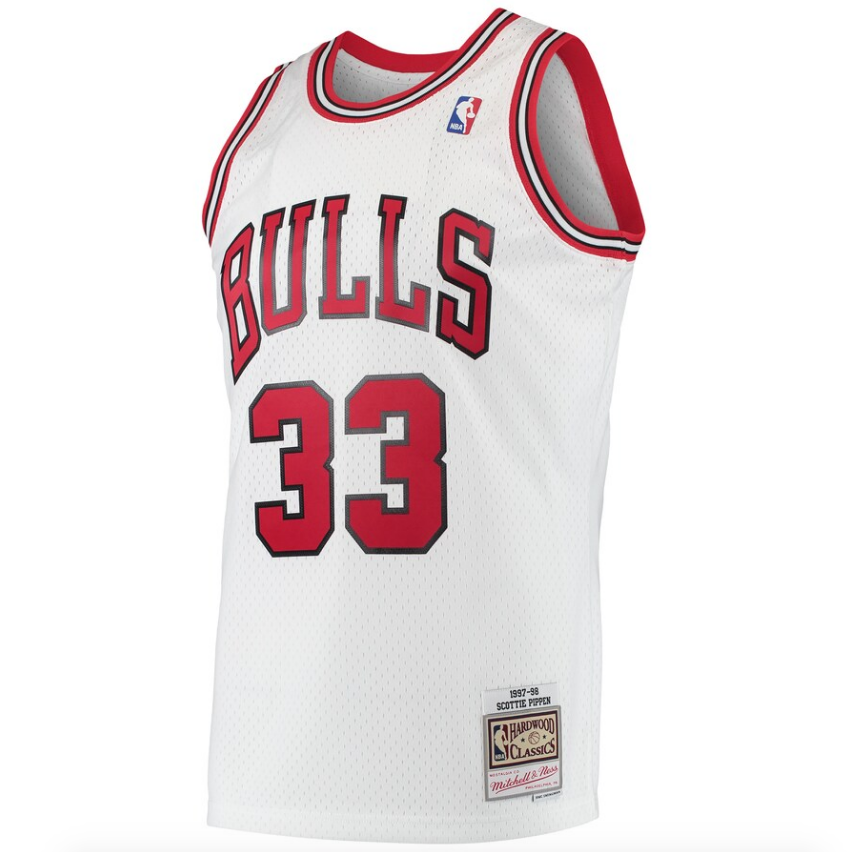 Men's Chicago Bulls Scottie Pippen Mitchell & Ness White Hardwood Classics 1997-98 Swingman Jersey