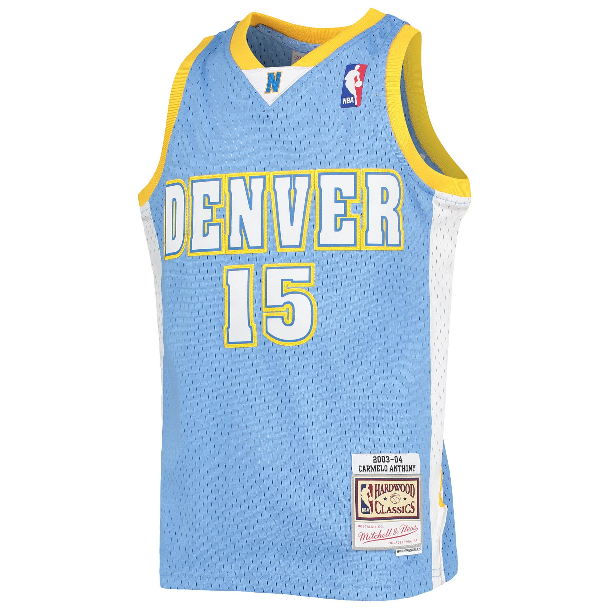 Carmelo Anthony Denver Nuggets Mitchell & Ness Youth 2003-04 Hardwood Classics Swingman Jersey - Powder Blue
