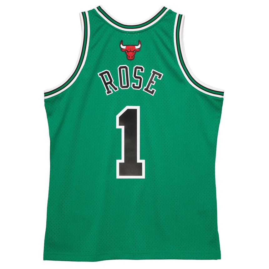 Men's Chicago Bulls Derrick Rose Mitchell & Ness Kelly Green 2008-09 St. Patrick's Day Hardwood Classics Swingman Jersey