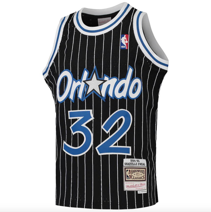Youth Mitchell & Ness Shaquille O'Neal Black Orlando Magic 1994-95 Hardwood Classics Swingman Throwback Jersey