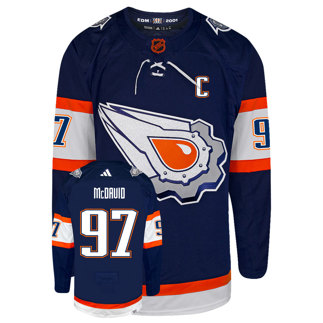 Connor McDavid Customizable Edmonton Oilers Adidas 2022 Primegreen Reverse Retro Authentic NHL Hockey Jersey