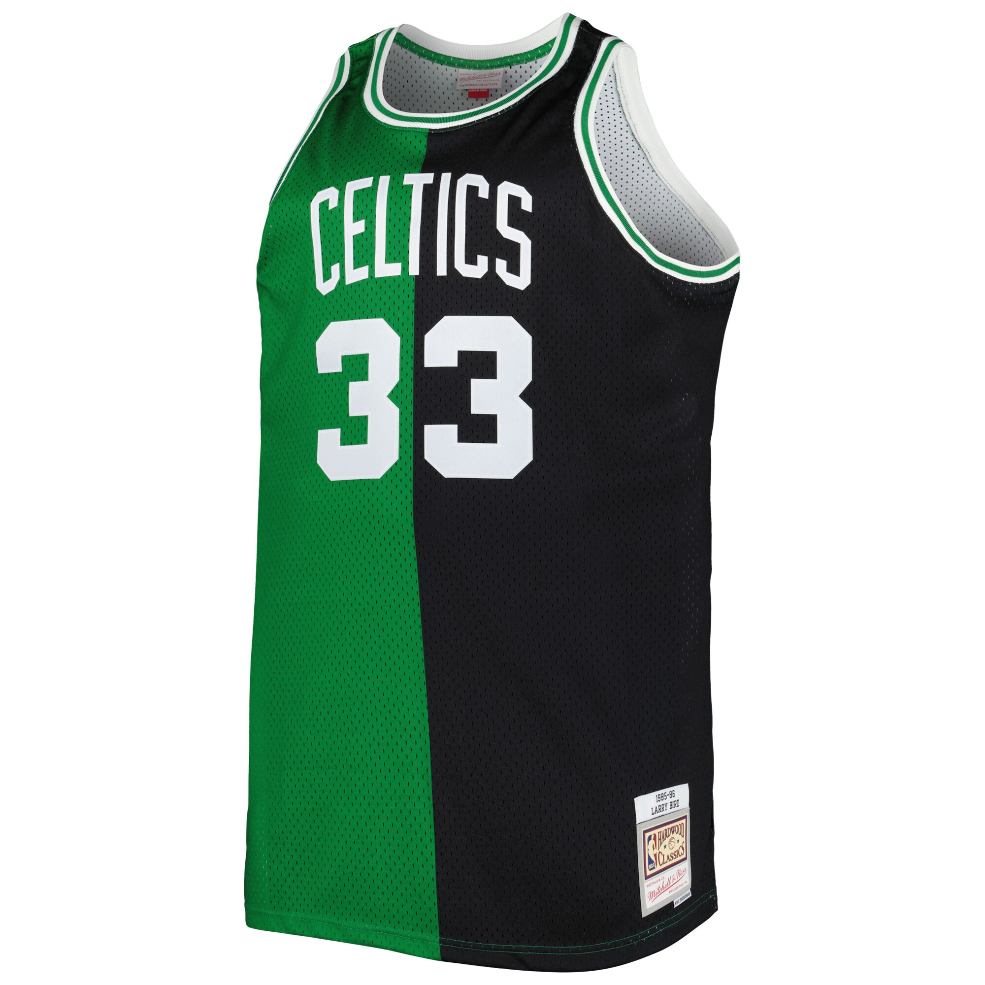 Larry Bird Boston Celtics Mitchell & Ness Big & Tall Hardwood Classics 1985/86 Split Swingman Jersey - Kelly Green/Black