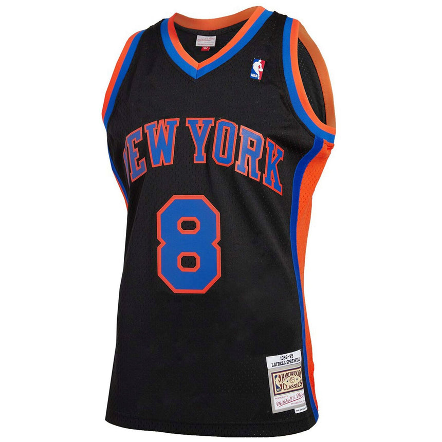 Men's Latrell Sprewell Black New York Knicks 1998-99 Hardwood Classics Reload 2.0 Swingman Jersey