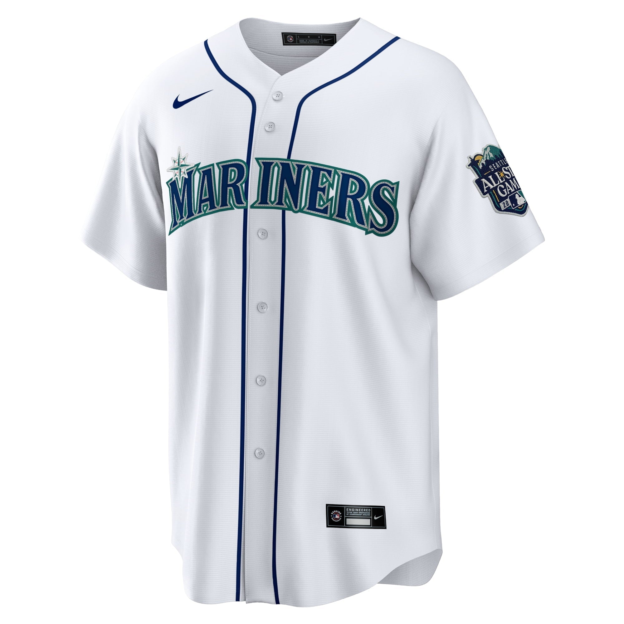 Men's Nike White Seattle Mariners Home 2023 MLB All-Star Game Patch Replica Player Jersey