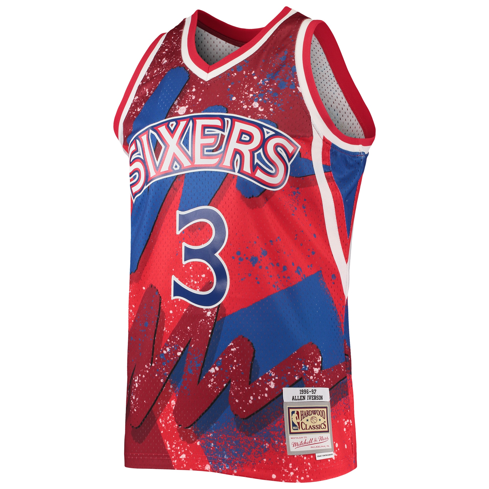 Allen Iverson Philadelphia 76ers Mitchell & Ness Hardwood Classics 1996/97 Hyper Hoops Swingman Jersey - Red