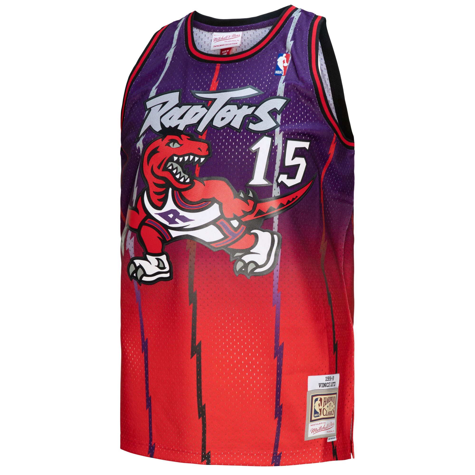 Vince Carter Toronto Raptors Mitchell & Ness 1998/99 Hardwood Classics Fadeaway Swingman Player Jersey - Red/Purple