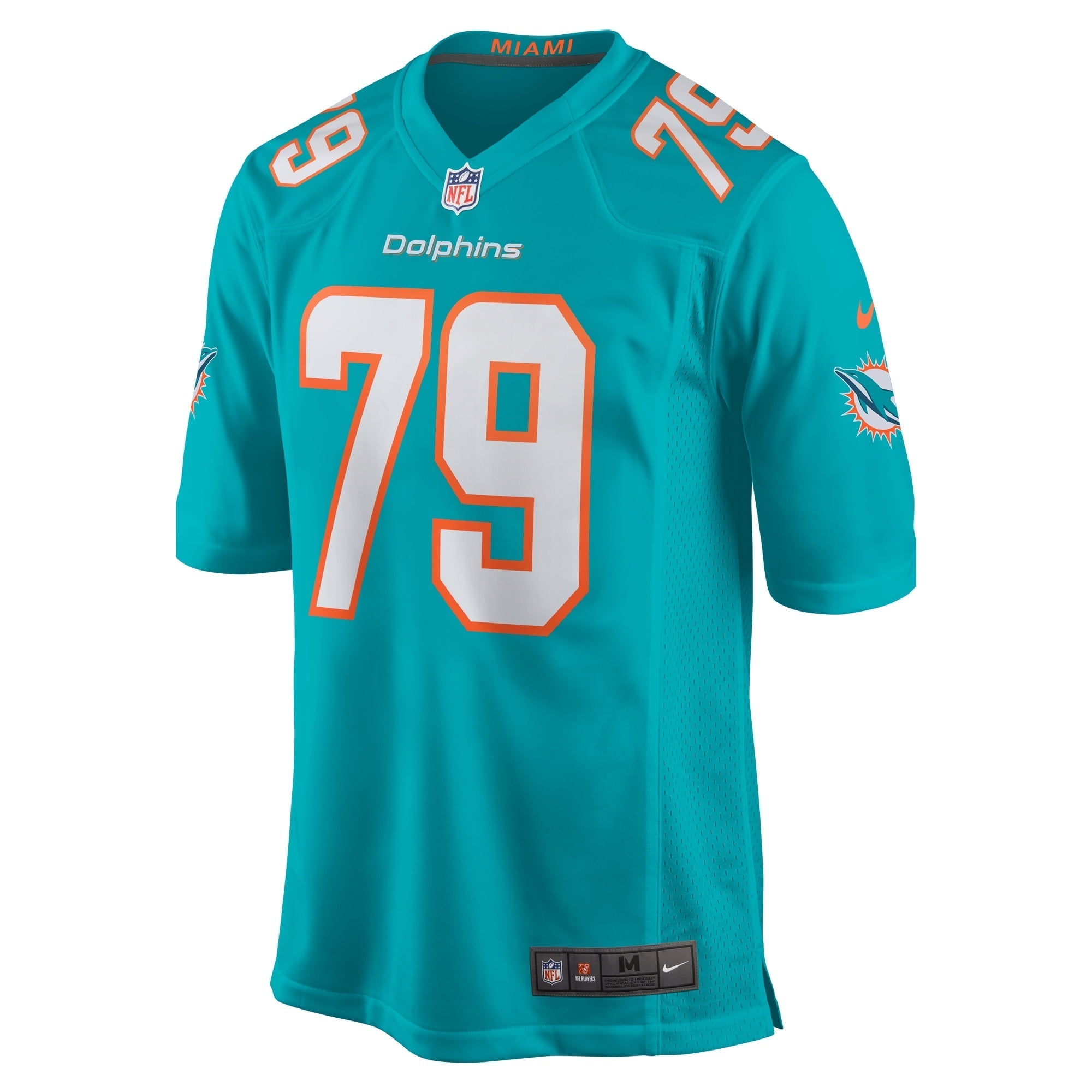 Men's Nike Eric Fisher Aqua Miami Dolphins Home Game Player Jersey