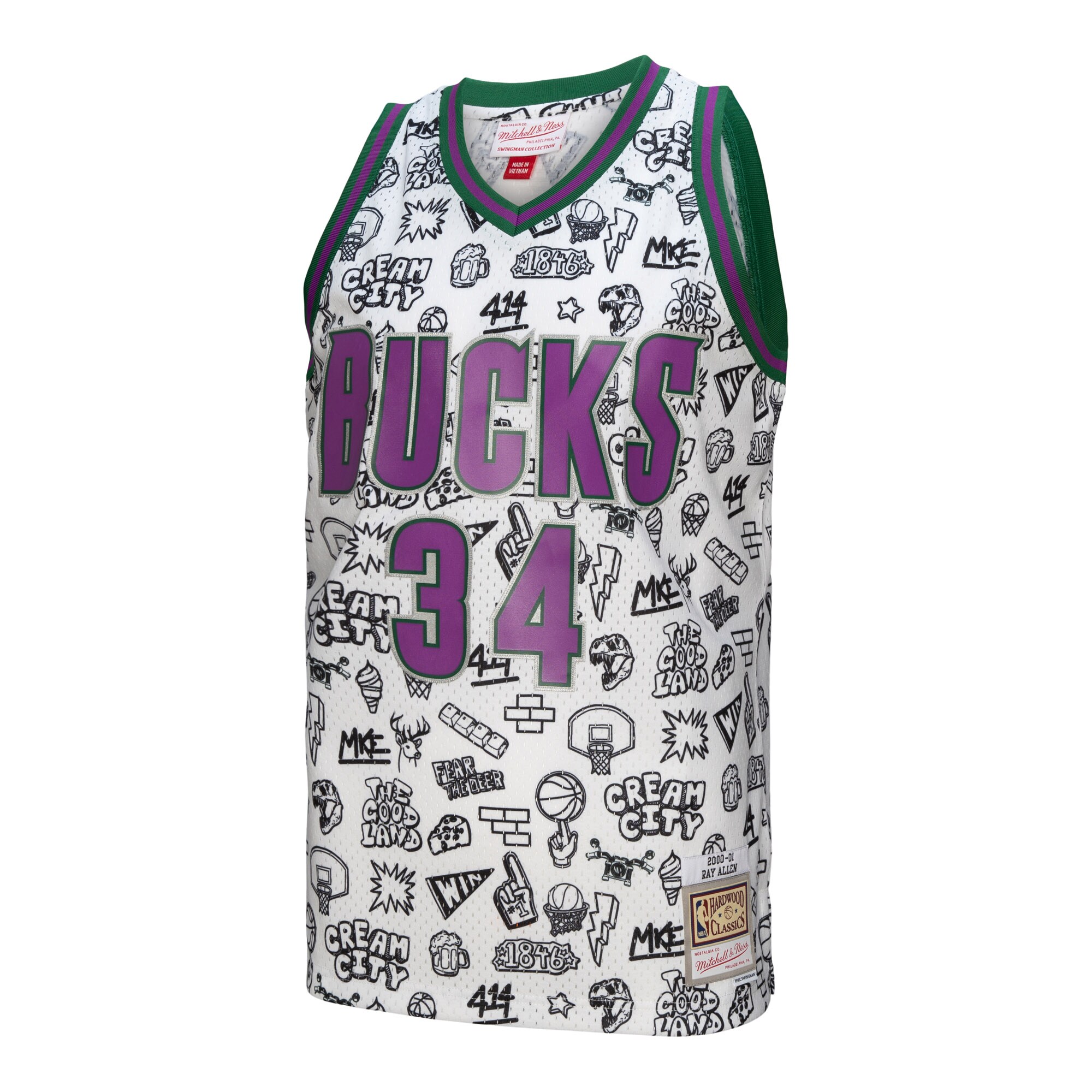 Ray Allen Milwaukee Bucks Mitchell & Ness 2000/01 Swingman Jersey - White