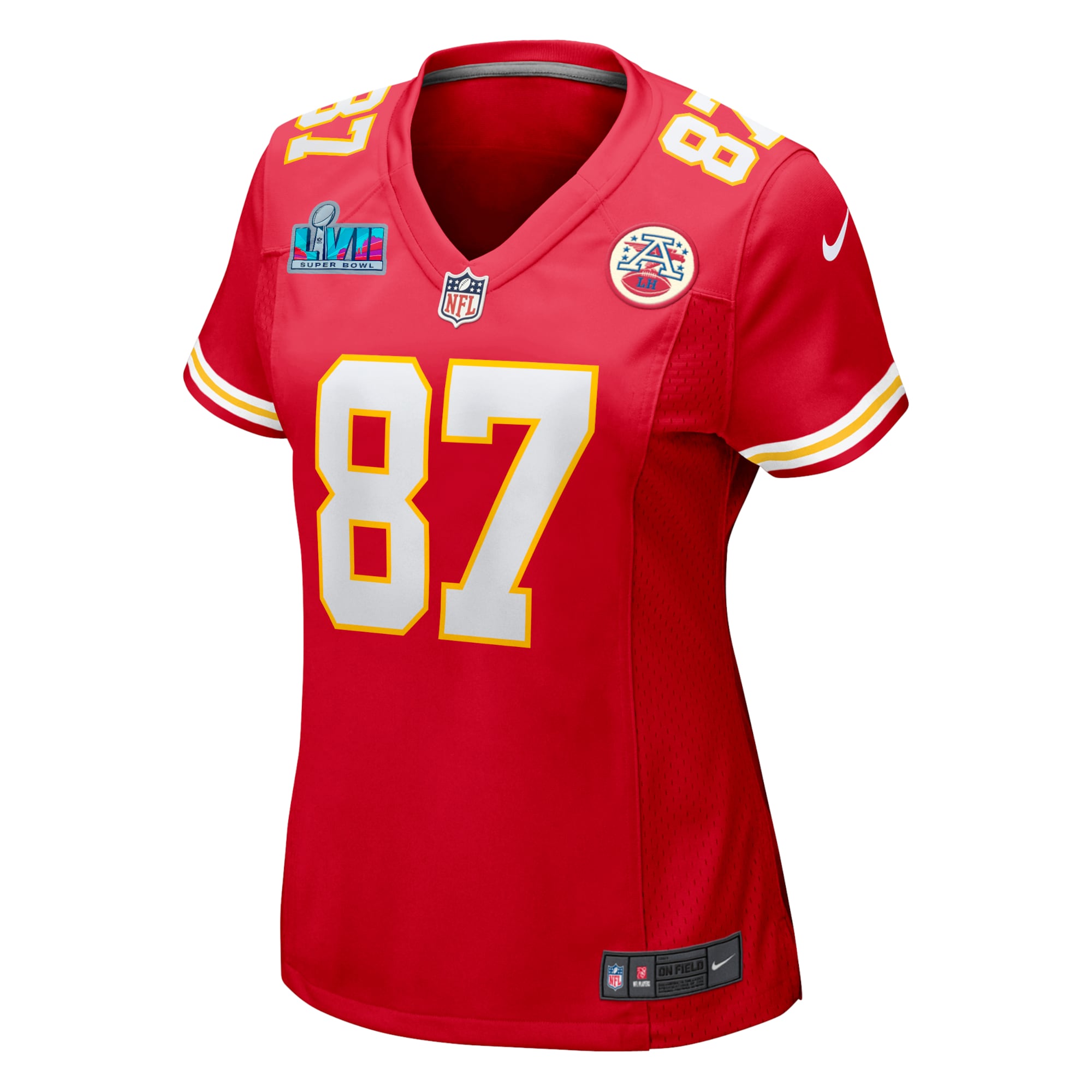 Travis Kelce Kansas City Chiefs Nike Women's Super Bowl LVII Patch Game Jersey - Red