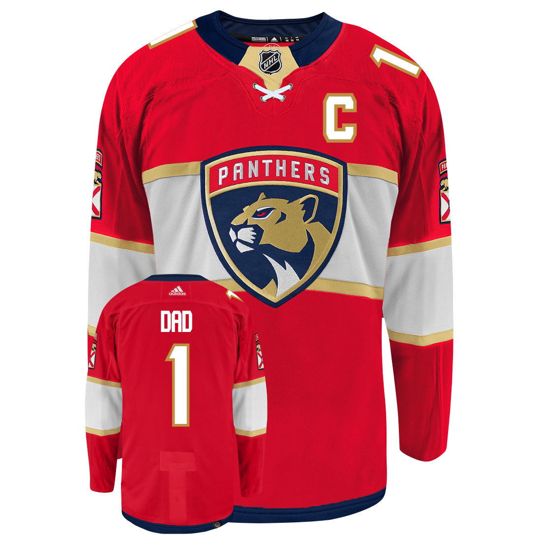 Florida Panthers Dad Number One Adidas Primegreen Authentic NHL Hockey Jersey