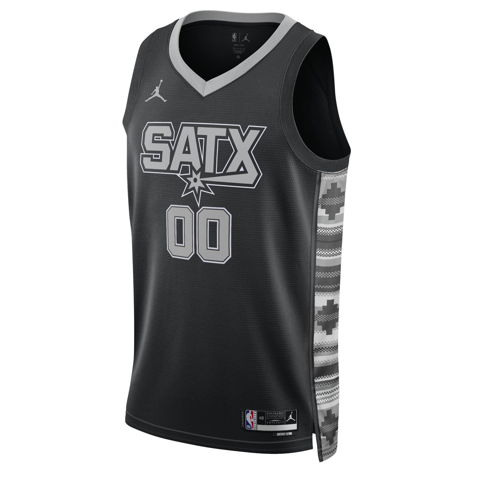 San Antonio Spurs Jordans Brand Unisex 2022/23 Swingman Custom Jersey - Statement Edition - Black