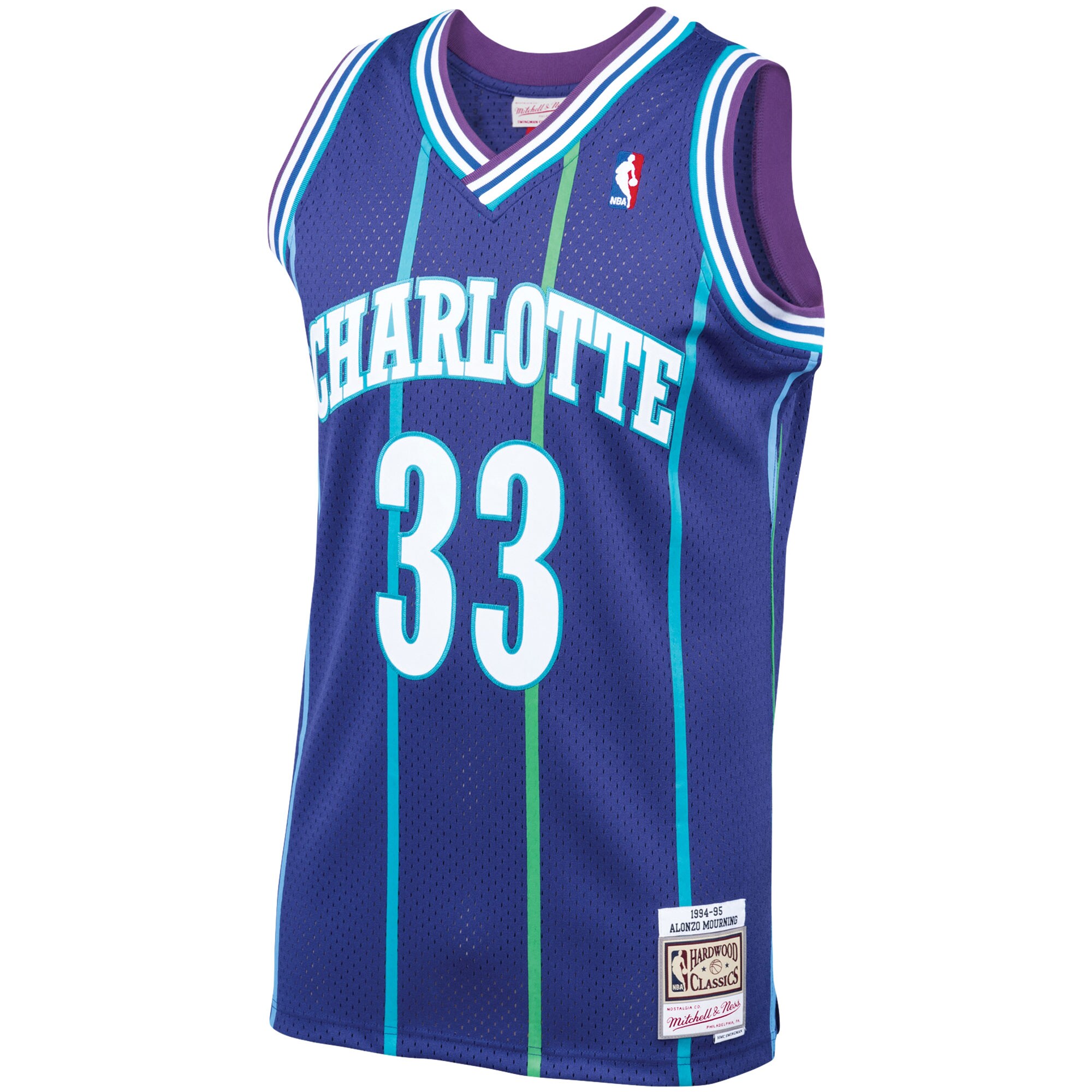Alonzo Mourning Charlotte Hornets Mitchell & Ness Hardwood Classics Swingman Jersey - Purple