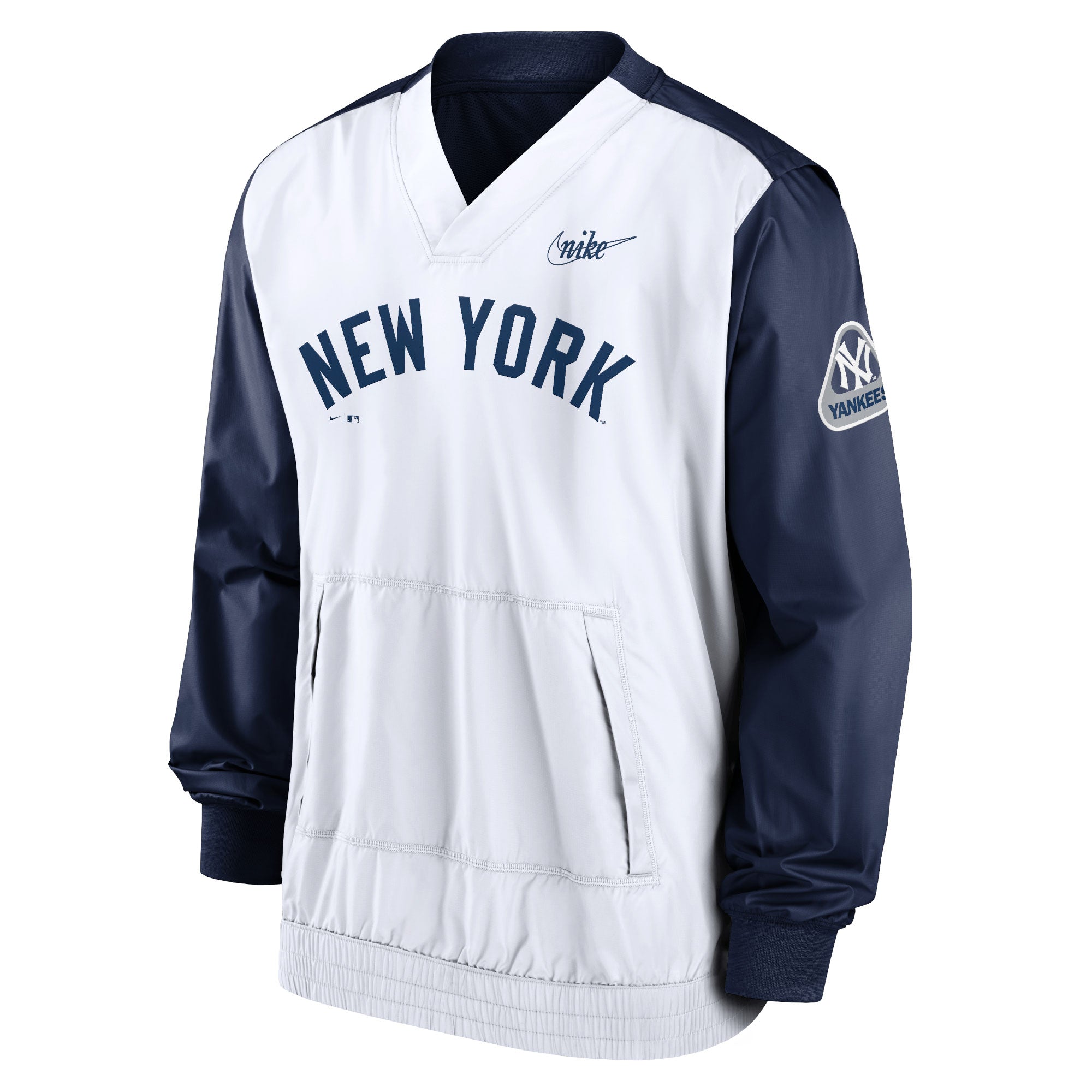 Men's Nike Navy/White New York Yankees Cooperstown Collection V-Neck Pullover Windbreaker