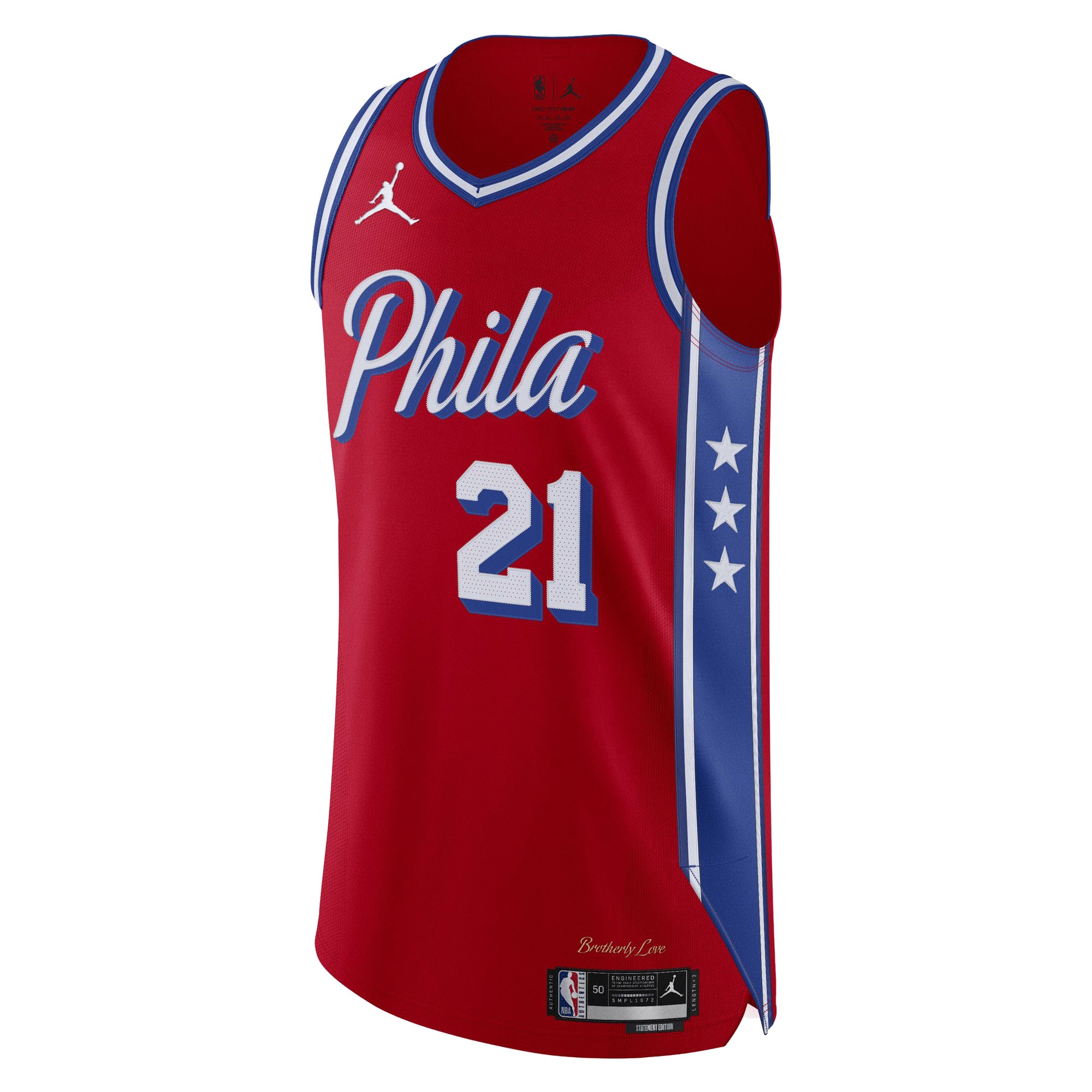 Joel Embiid Philadelphia 76ers Jordans Brand Authentic Player Jersey - Statement Edition - Red