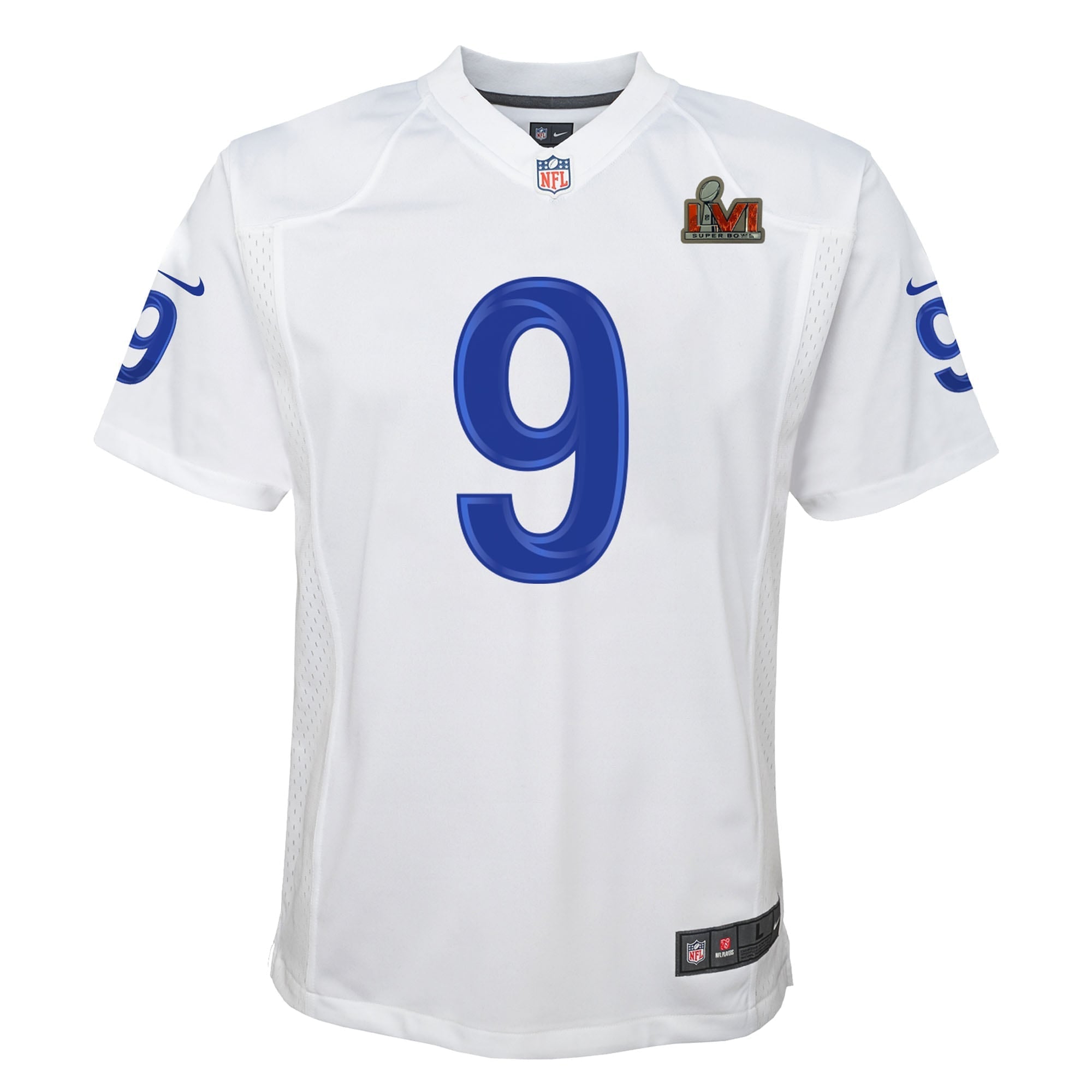 Youth Nike Matthew Stafford White Los Angeles Rams Super Bowl LVI Game Patch Jersey