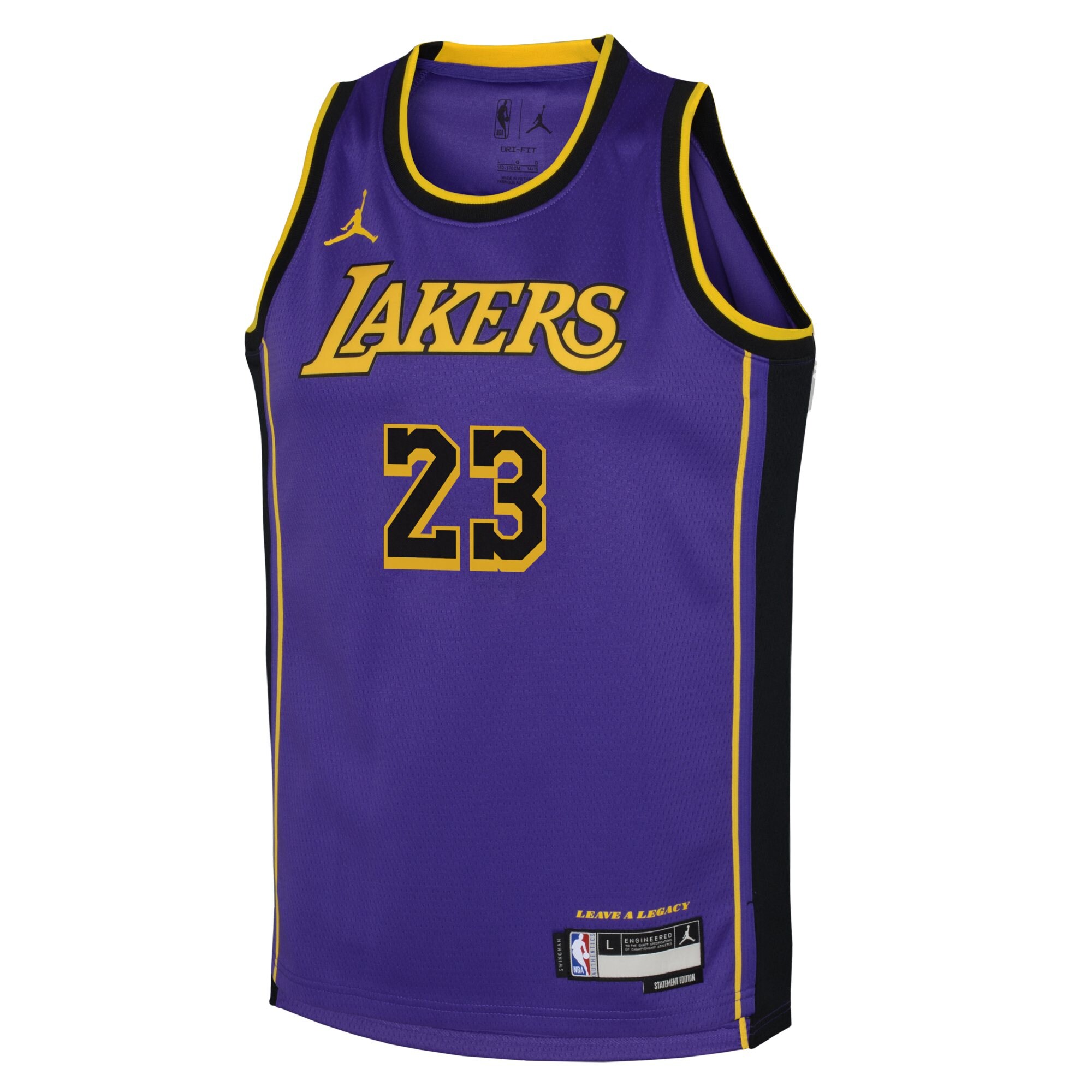 LeBron James Los Angeles Lakers Jordans Brand Youth Performance Swingman Jersey - Statement - Purple