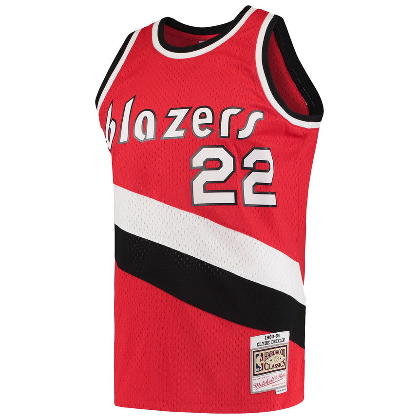 Men's Mitchell & Ness Clyde Drexler Red Portland Trail Blazers Hardwood Classics 1983-84 Swingman Jersey