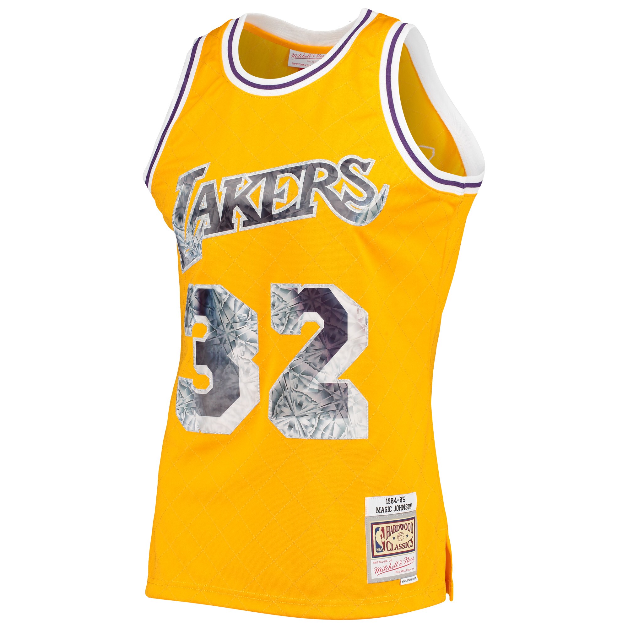 Magic Johnson Los Angeles Lakers Mitchell & Ness 1996-97 Hardwood Classics NBA 75th Anniversary Diamond Swingman Jersey - Gold